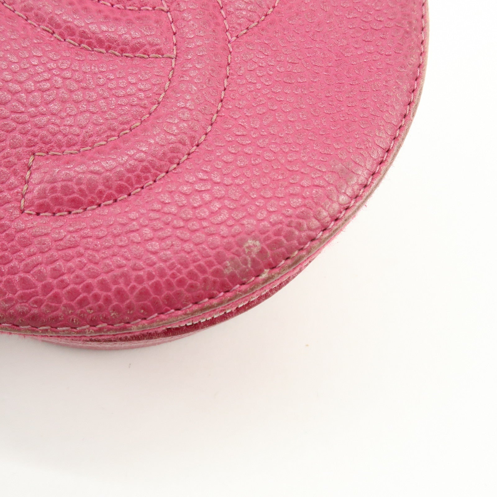 CHANEL Caviarskin Jewelry Case Cosmetic Case Accessory Pouch Pink