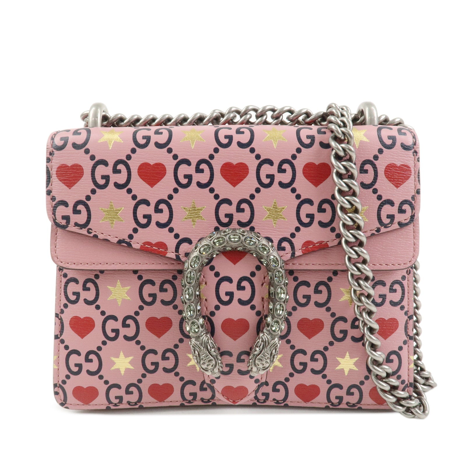 GUCCI Dionysus Leather Chain Shoulder Bag Valentine Limited 421970