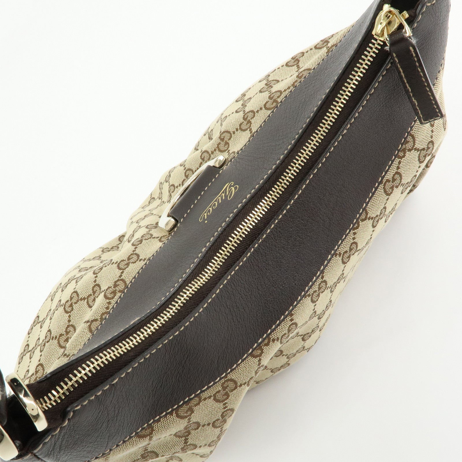 GUCCI Abbey GG Canvas Leather Shoulder Bag Hand Bag Brown 189833