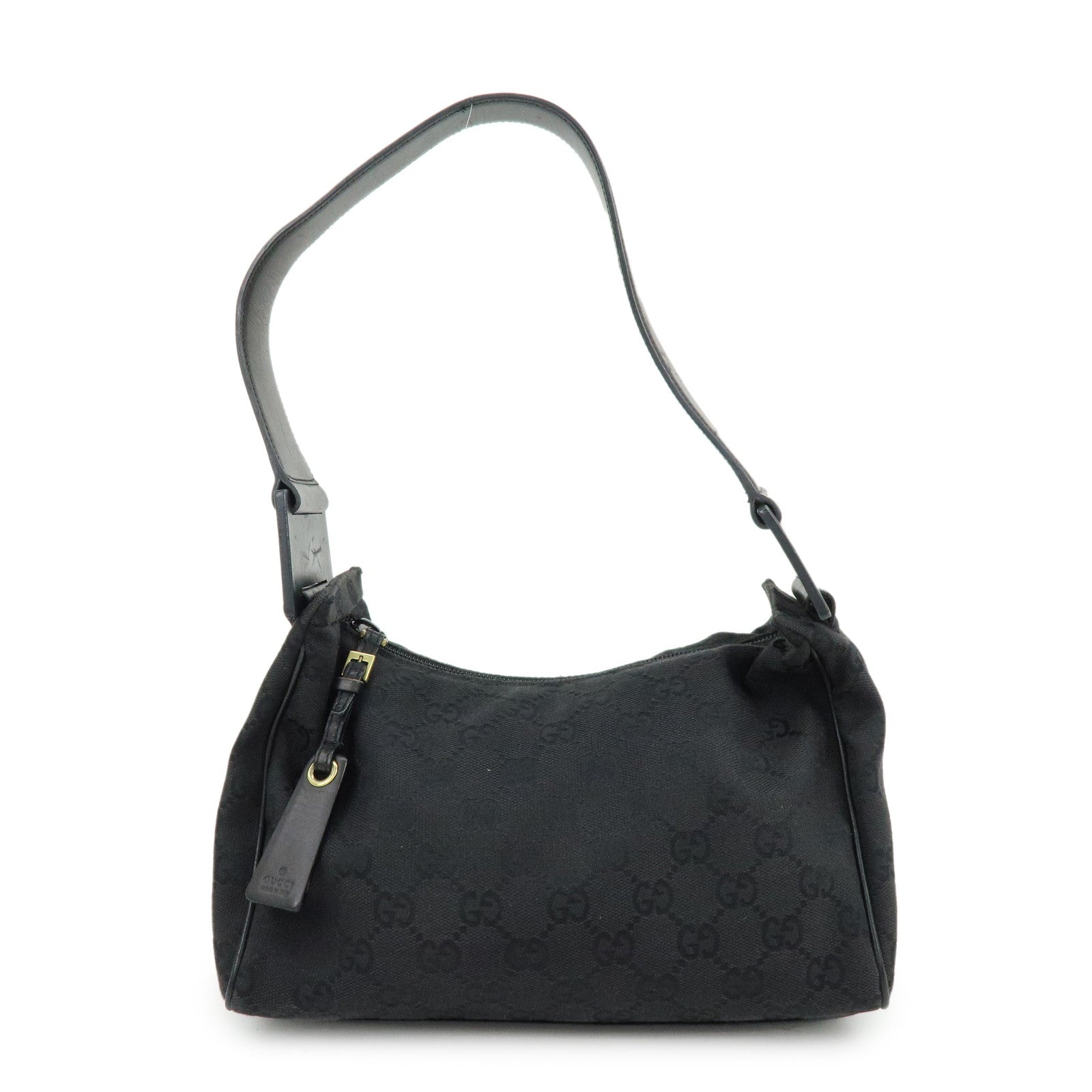 GUCCI GG Canvas Leather Shoulder Bag Hand Bag Black 92699