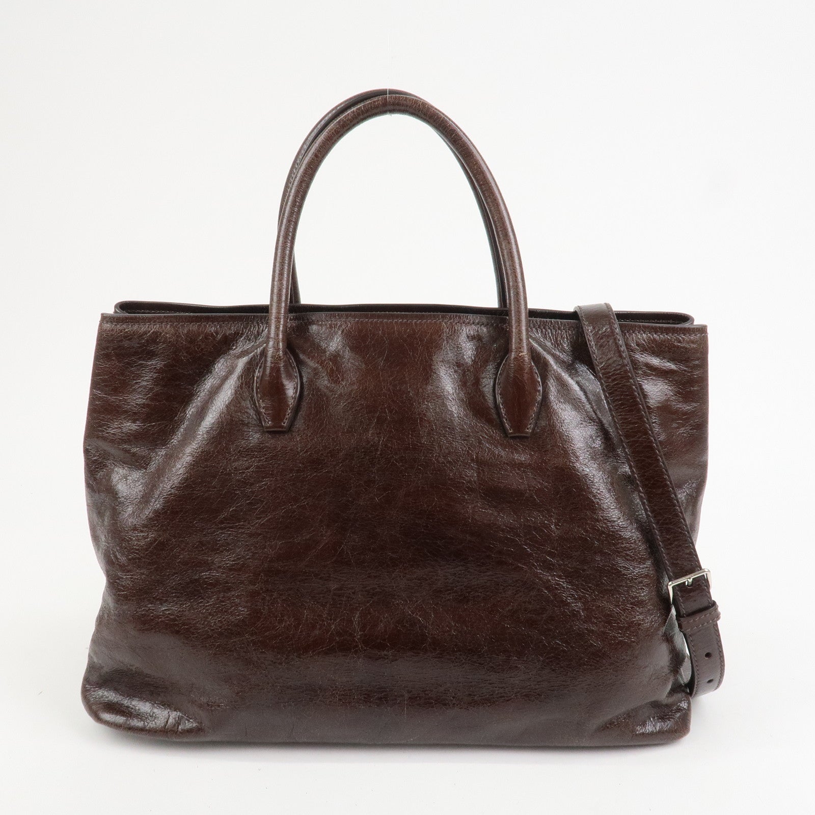 MIU MIU Leather 2Way Shoulder Bag Hand Bag Tote Bag Brown RN1028