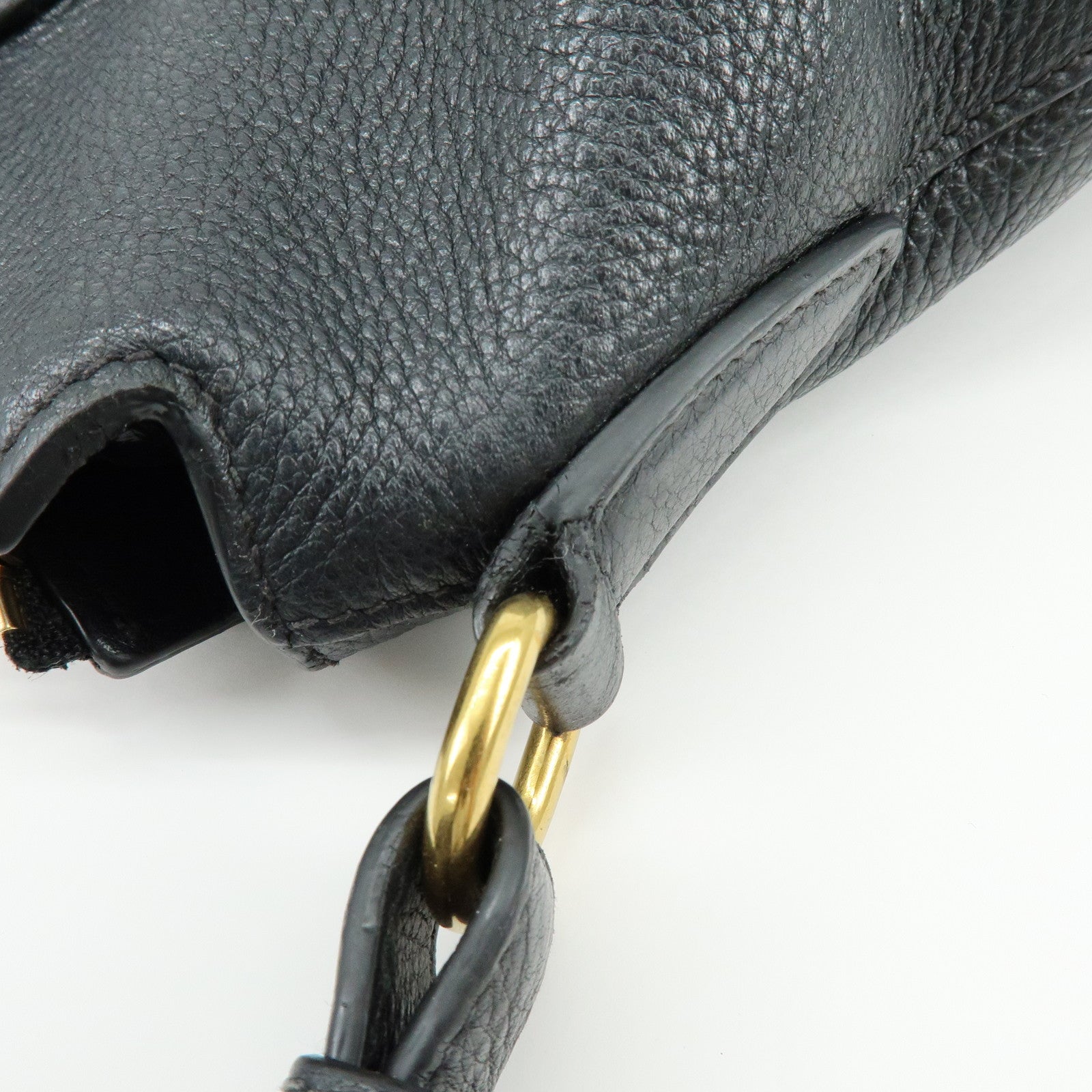 PRADA Leather 2Way Bag Hand Bag Shoulder Bag Black
