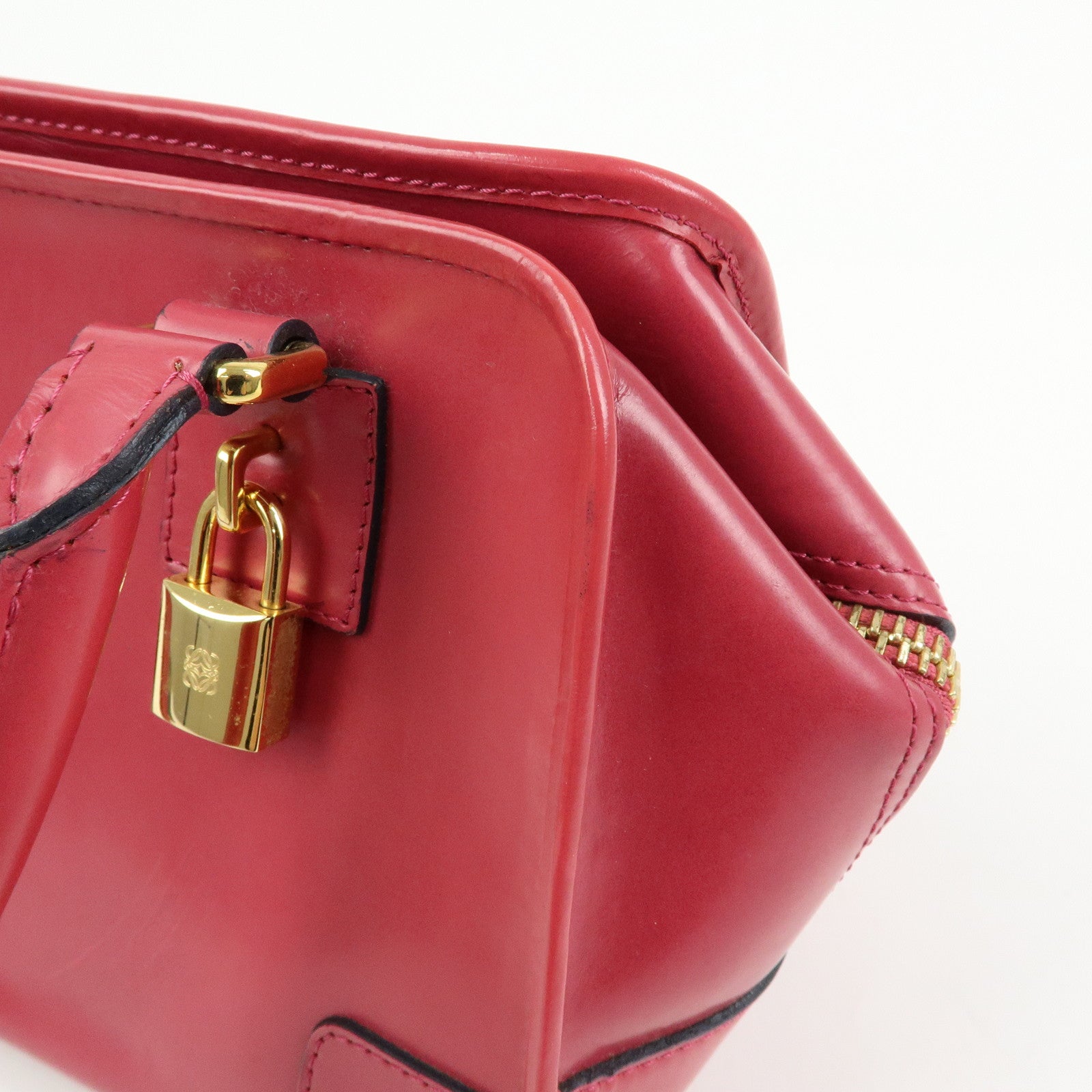 LOEWE Anagram Leather Amazona 28 Hand Bag Boston Bag Pink