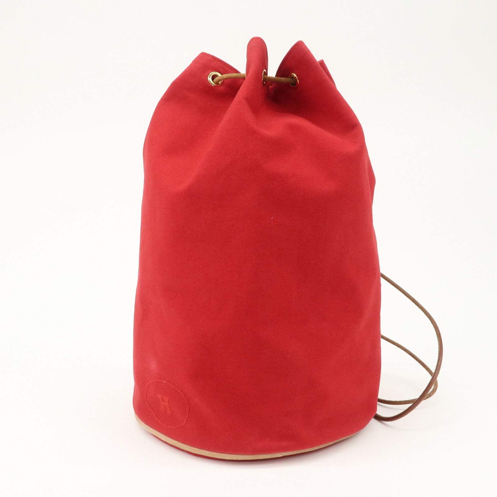 HERMES Porochon Mimil Canvas Leather PM Shoulder Bag Red