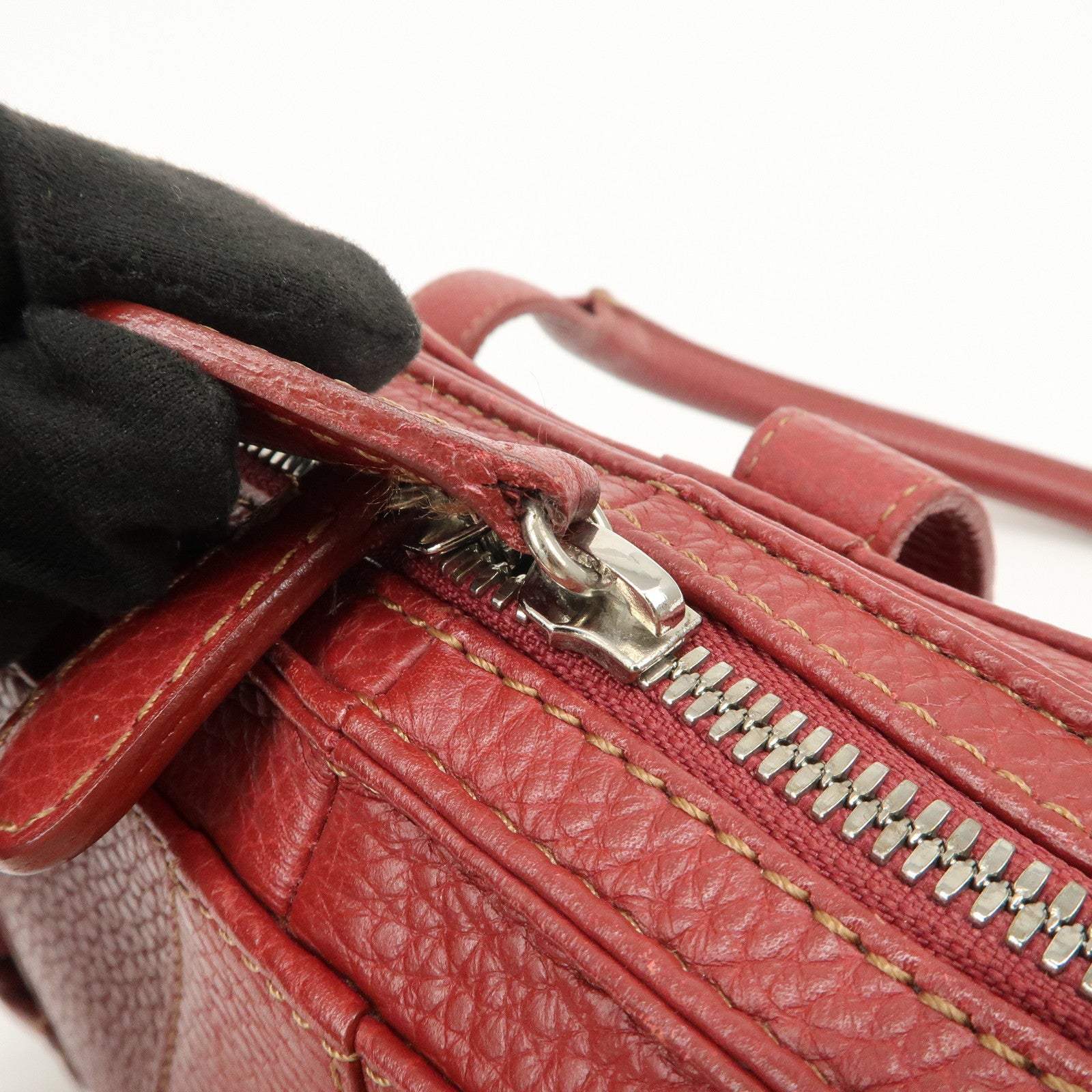 LOEWE Senda Leather Shoulder Bag Hand Bag Red