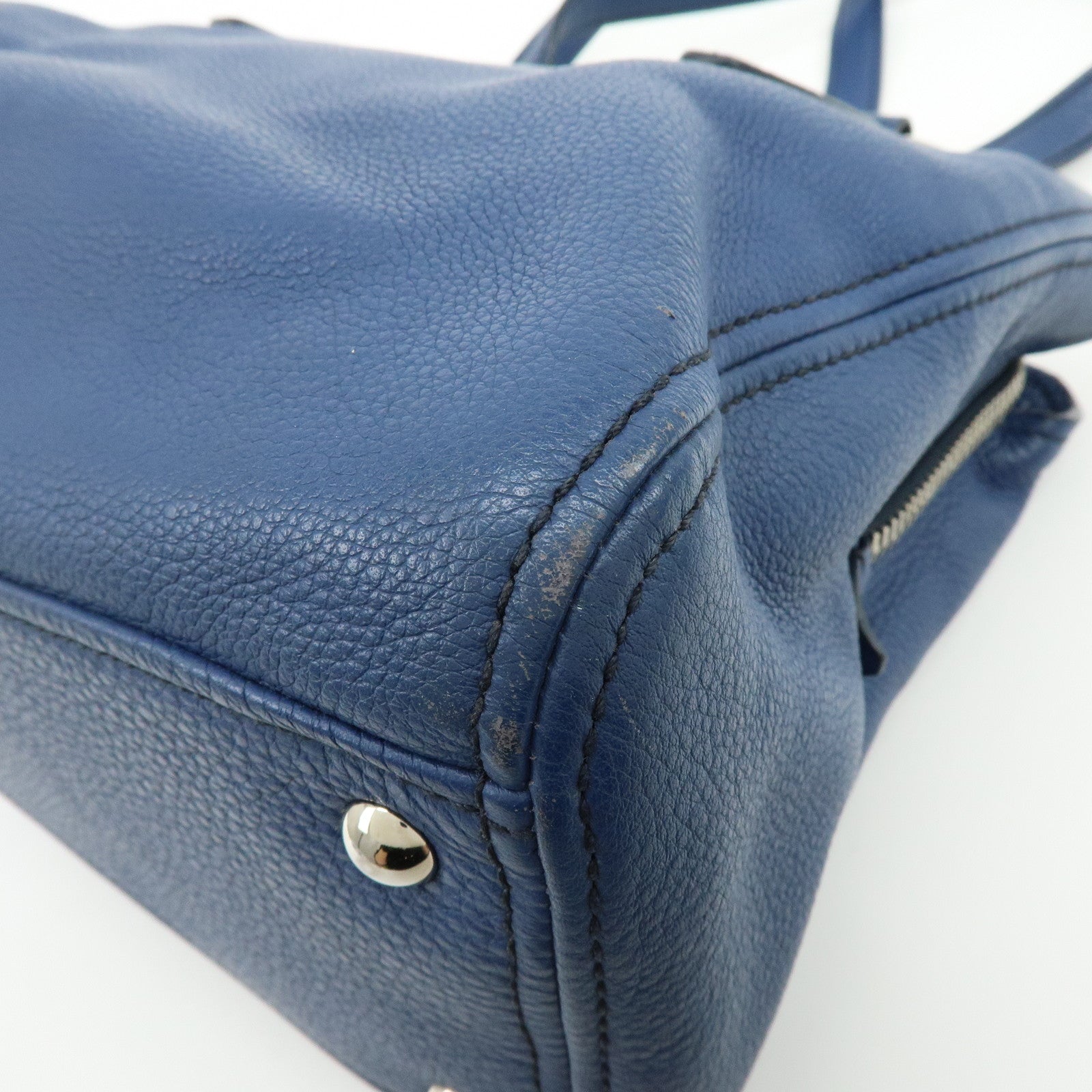 MIU MIU Leather 2Way Bag Hand Bag Shoulder Crossbody Bag Blue