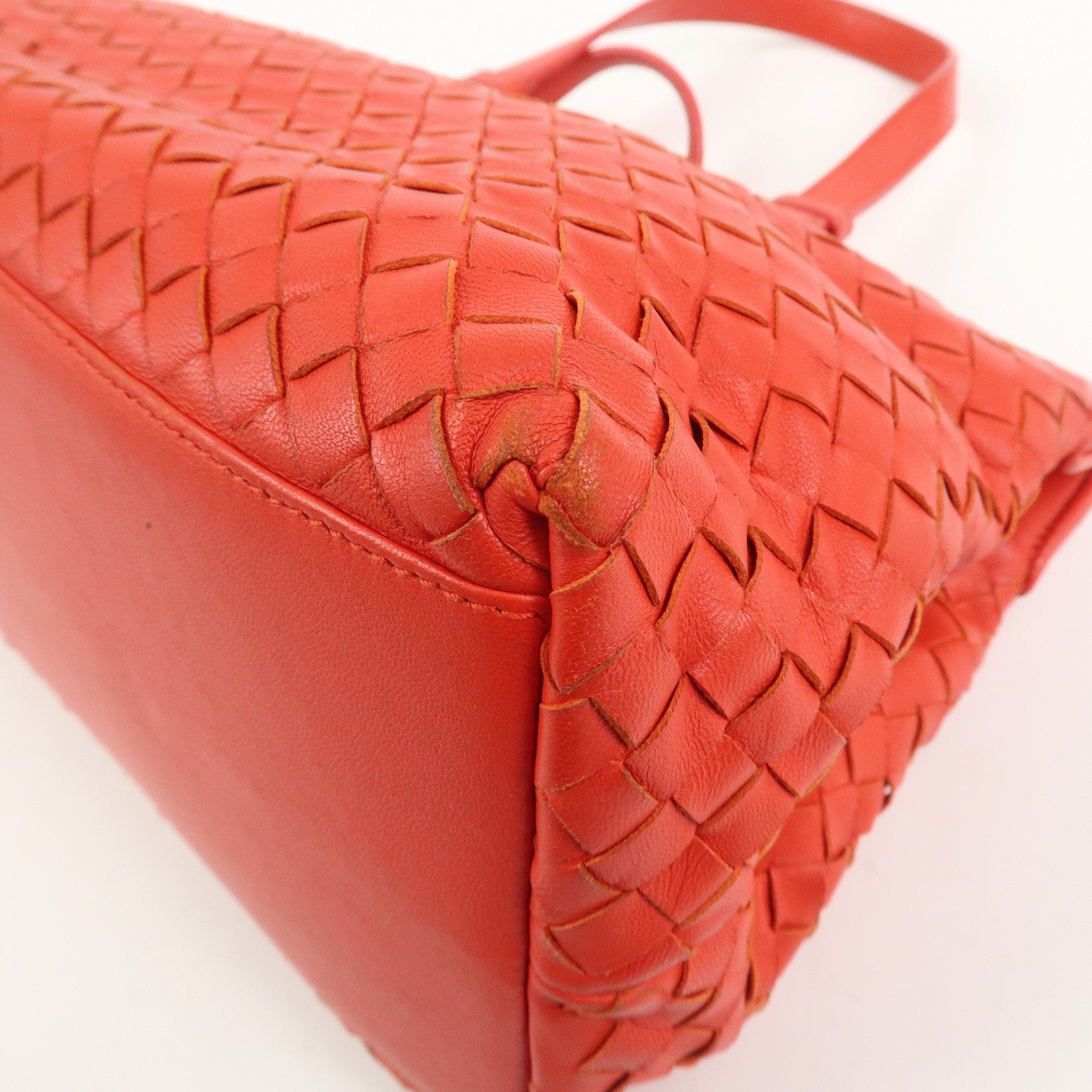 BOTTEGA VENETA Intrecciato Nappa Leather Hand Bag Red