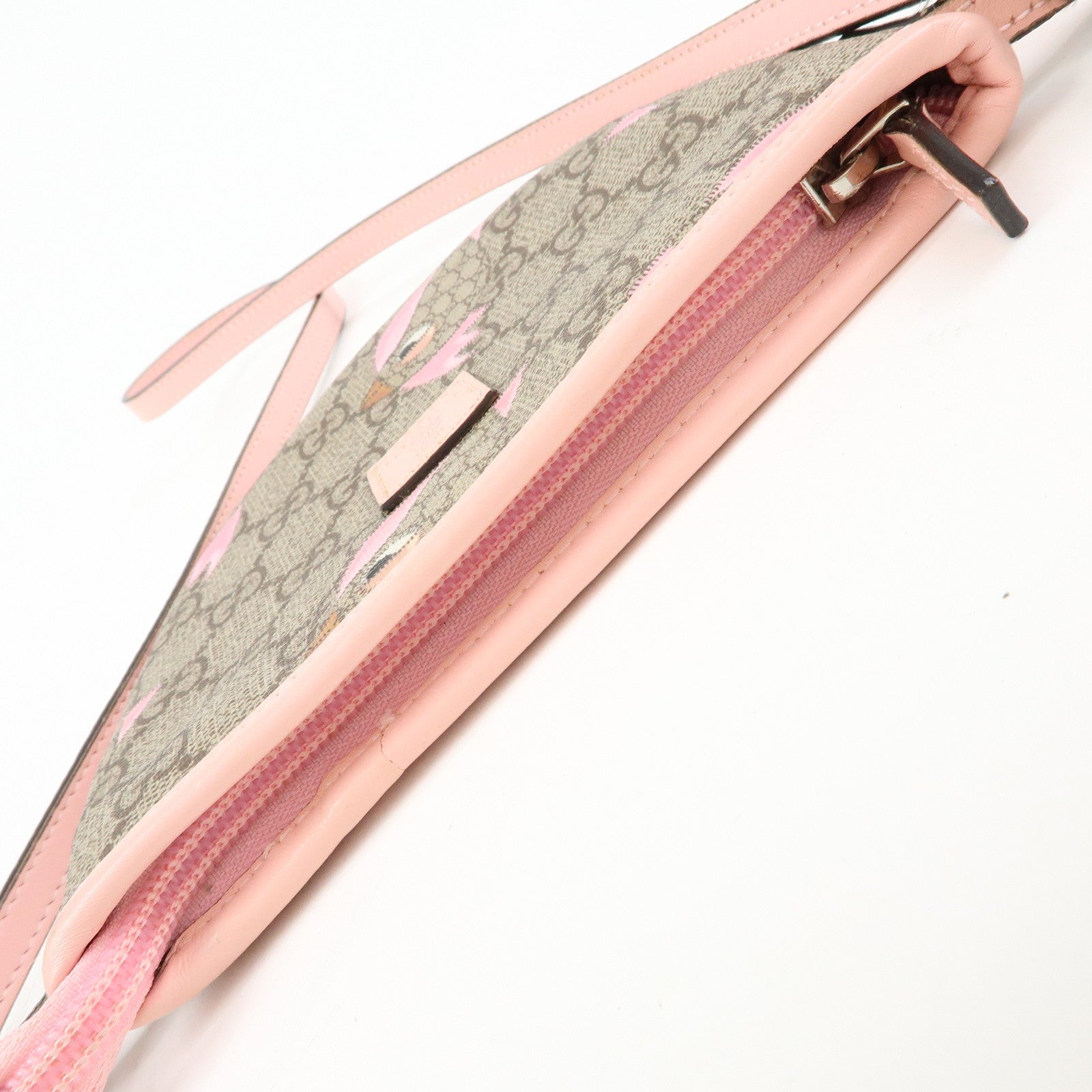 GUCCI Childrens GG Supreme Leather Shoulder Bag Beige Pink 297540