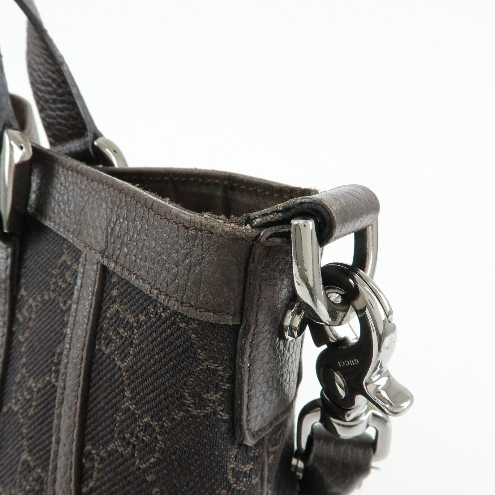GUCCI GG Denim Leather 2Way Bag Shoulder Bag Dark Brown 268641