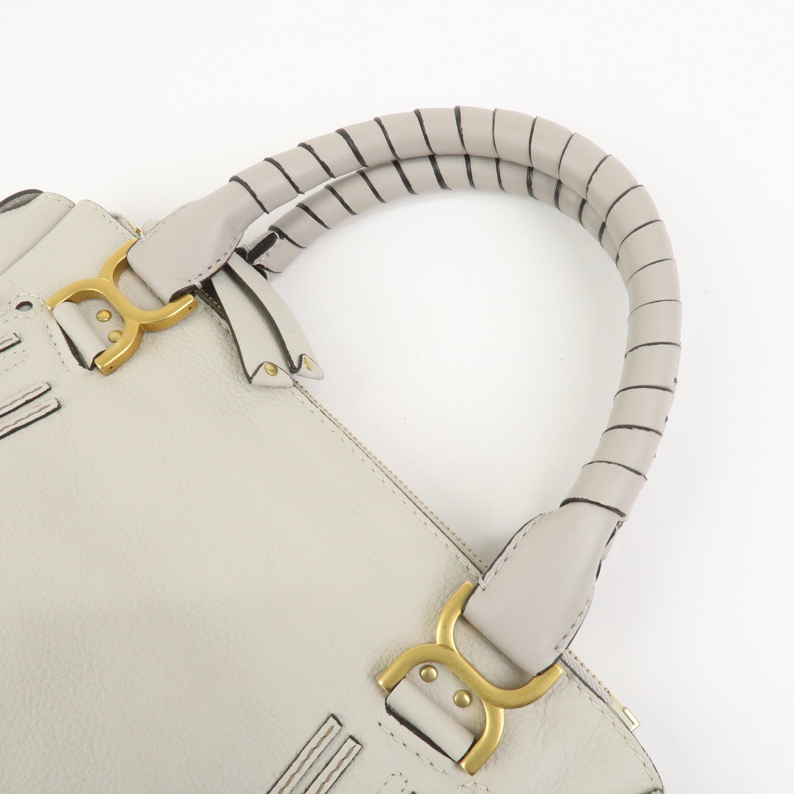 Chloe Marcie Leather Hand Bag Shoulder Bag Gray