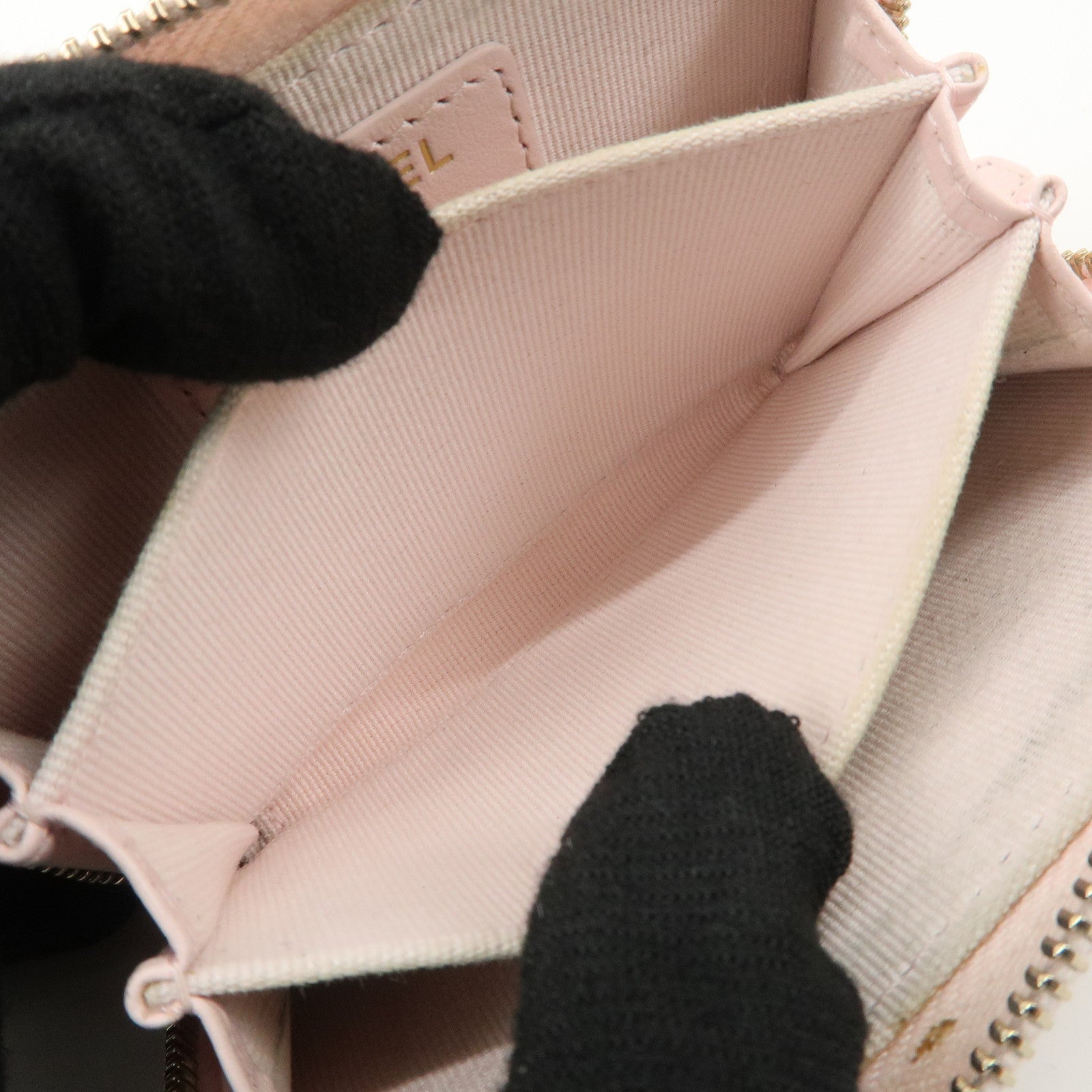 CHANEL Time Classic Matelasse Caviar Skin Zippy Coin Purse Pink AP0216 Used