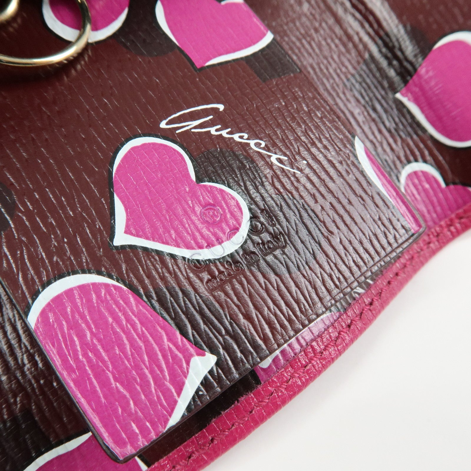 GUCCI Lovely Heart Interlocking G Leather 6 Ring Key Case 257217