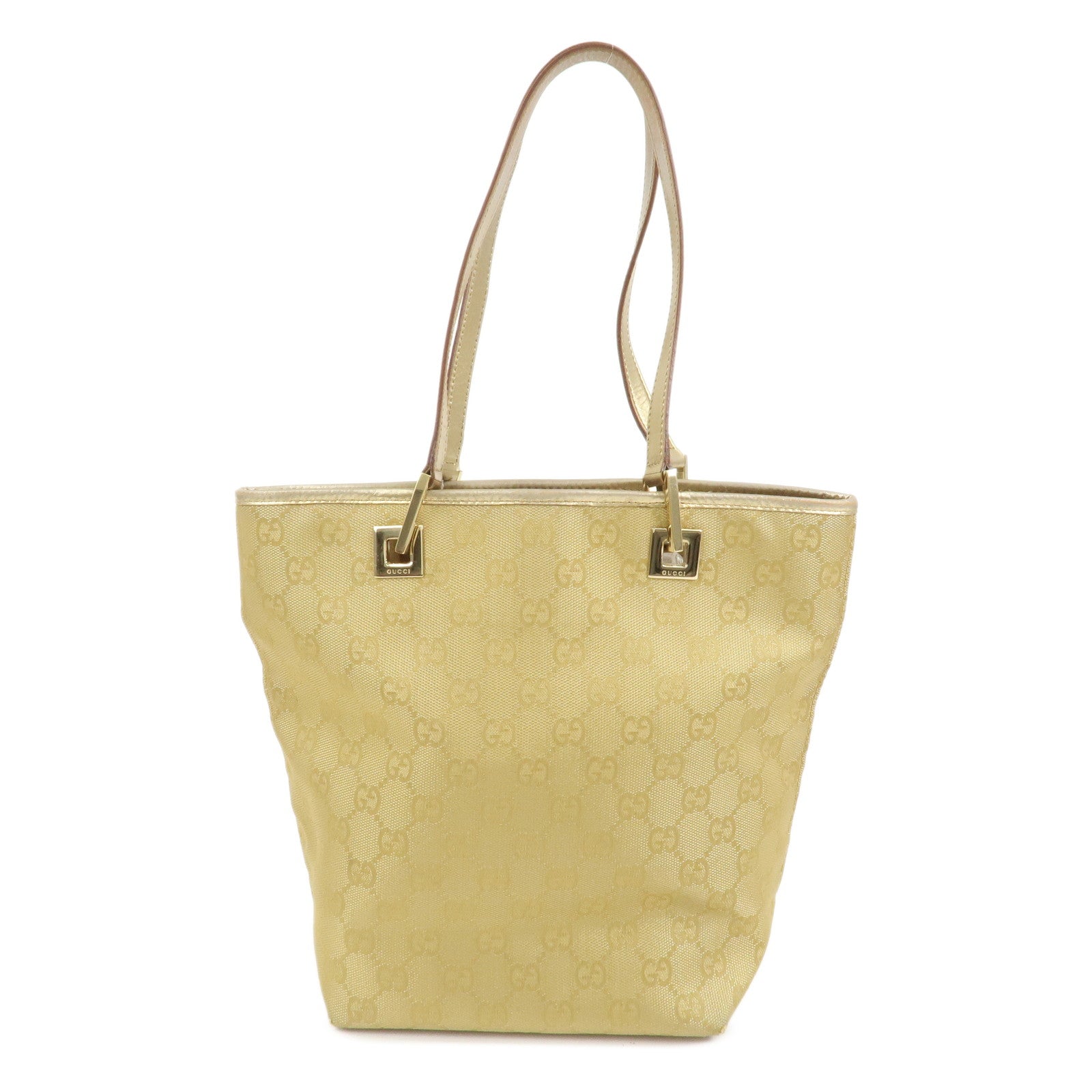 GUCCI GG Canvas Leather Shoulder Bag Tote Bag Gold 002.1099