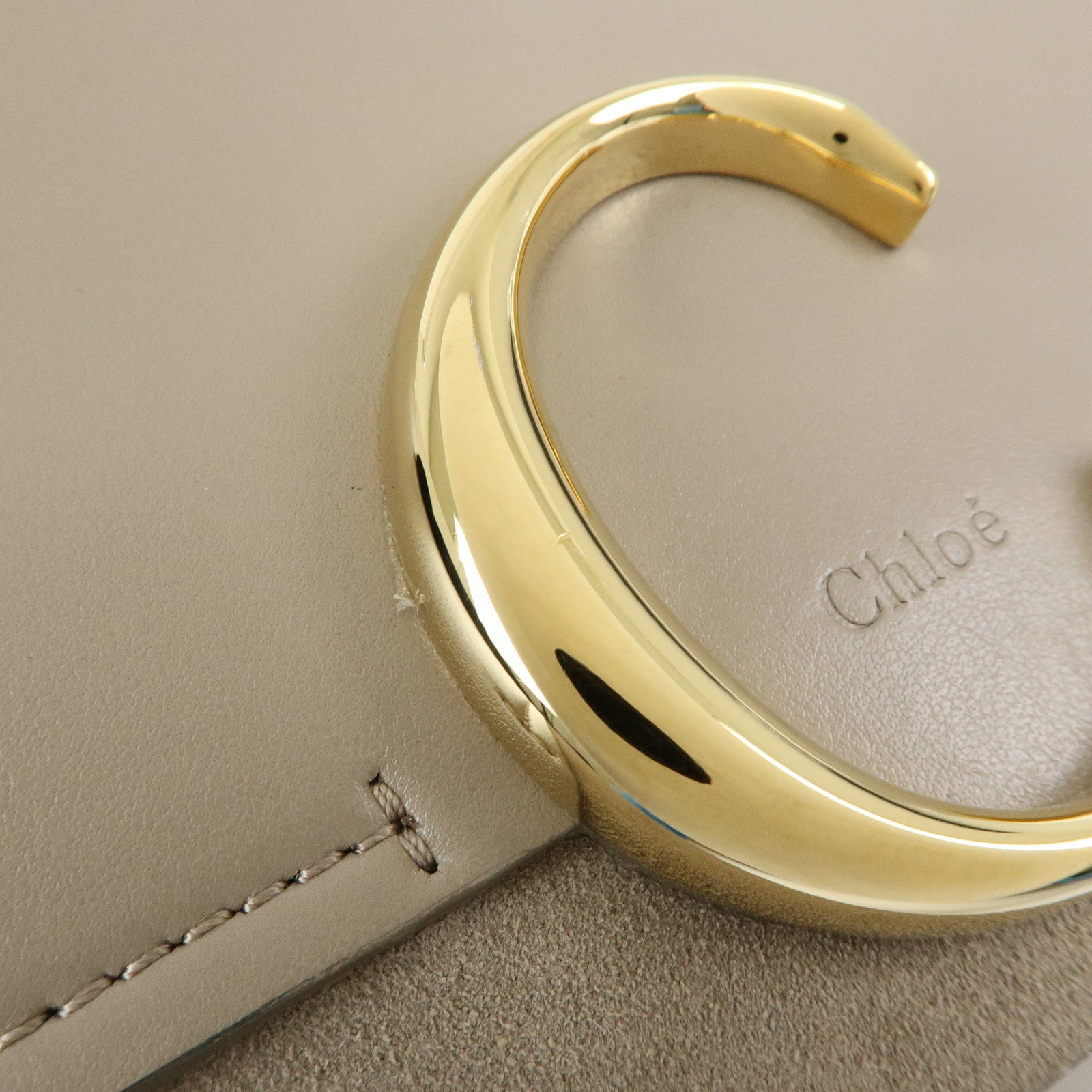Chloe Chloe C Leather Suede 2Way Hand Bag Shoulder Bag Greige