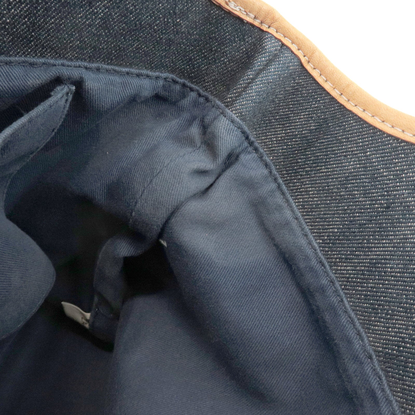 BURBERRY Blue Label Denim Leather Hand Bag Tote Bag Indigo Blue
