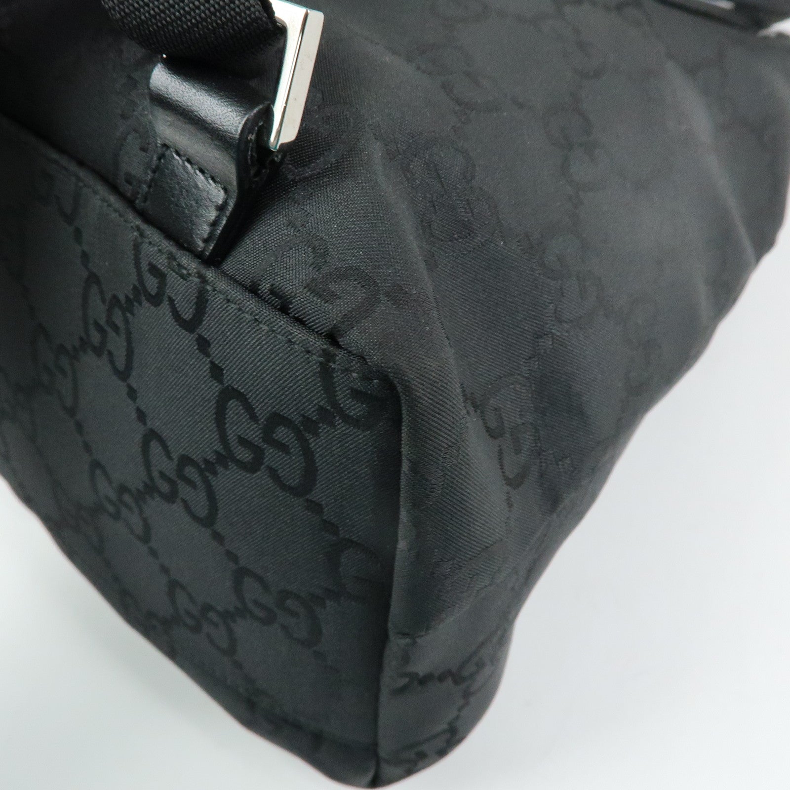 GUCCI GG Nylon Leather Backpack Rucksack Black 003・0238