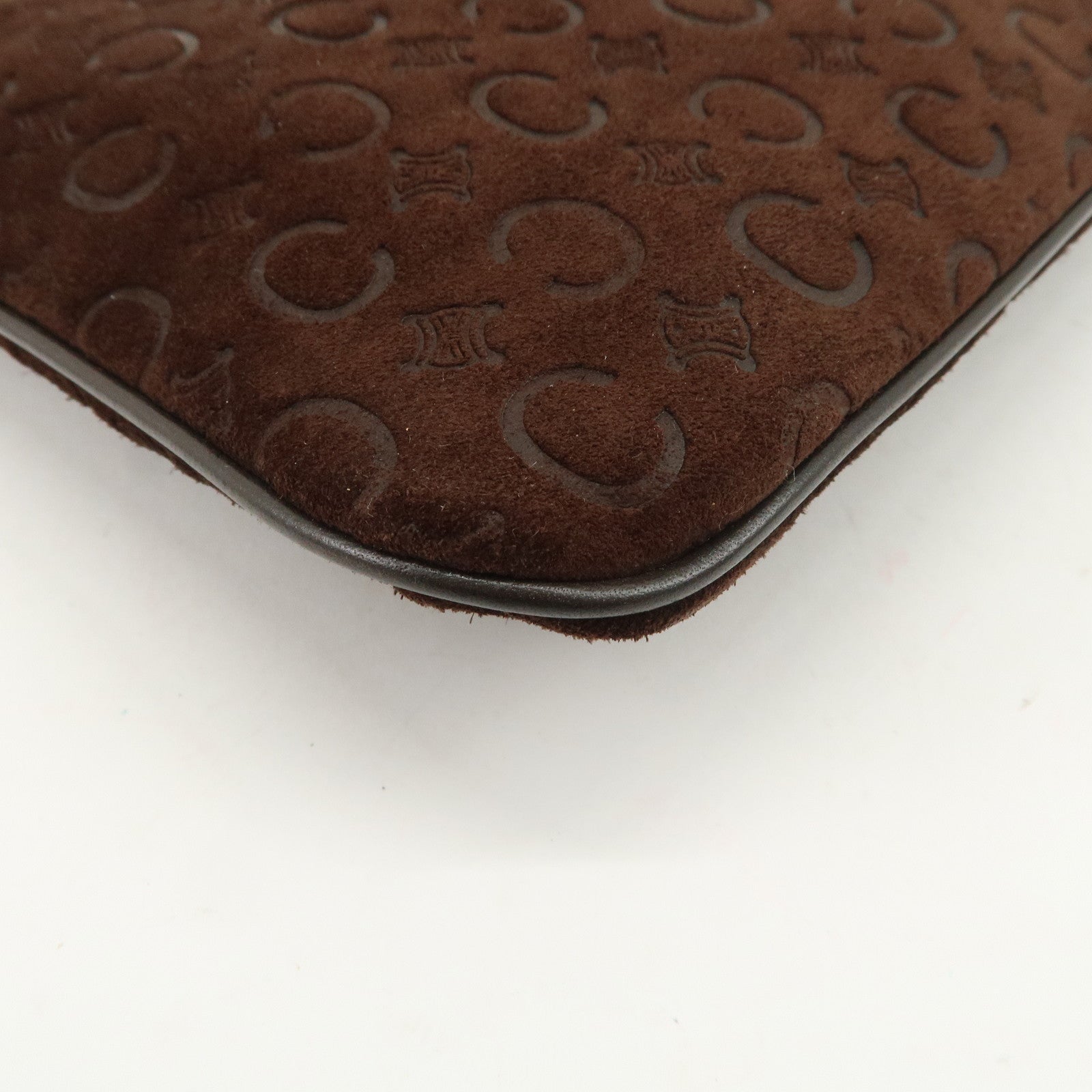 CELINE C Macadam Suede Leather Shoulder Bag Brown