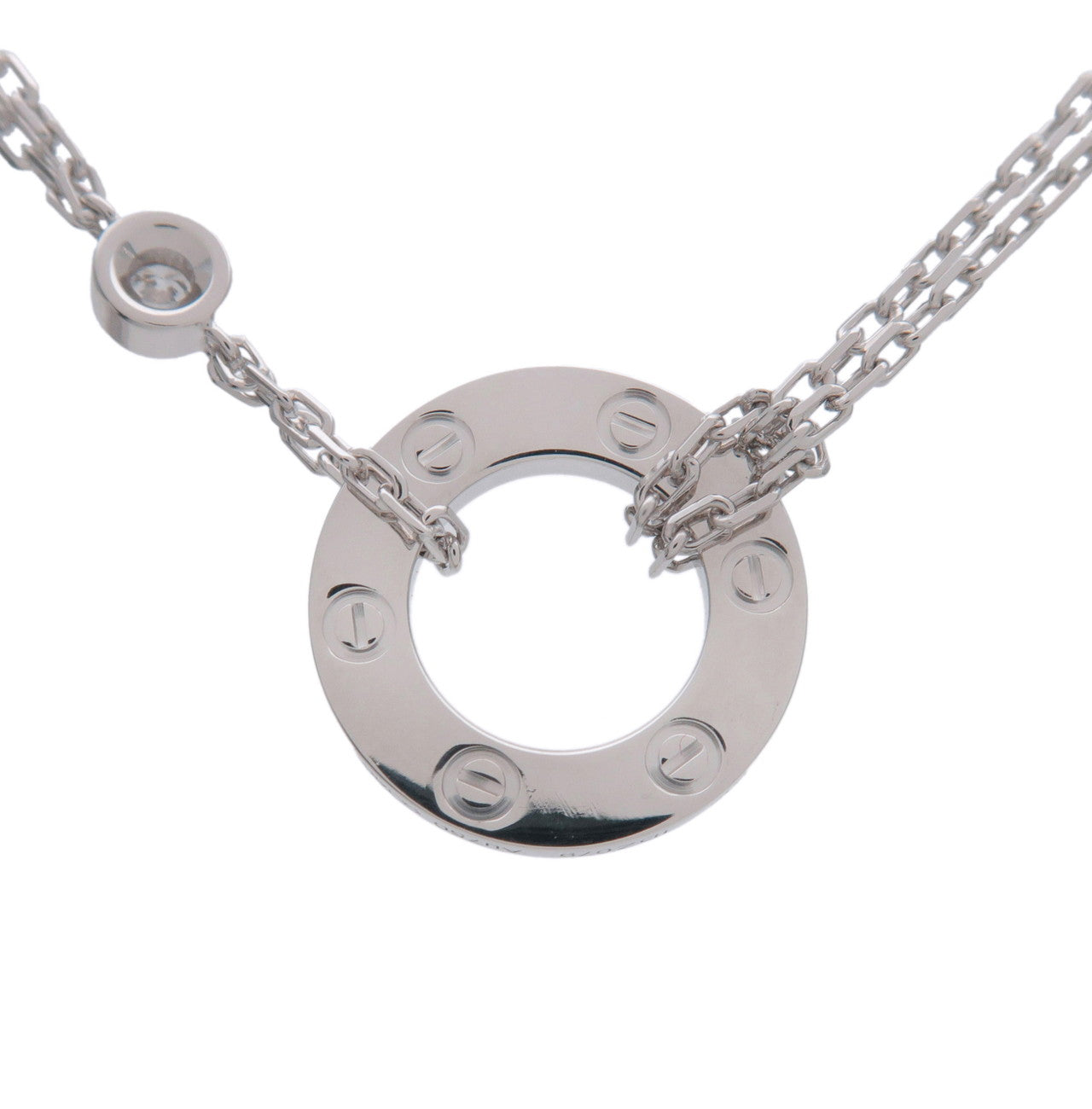Cartier Love Circle 2P Diamond Necklace K18 750WG White Gold