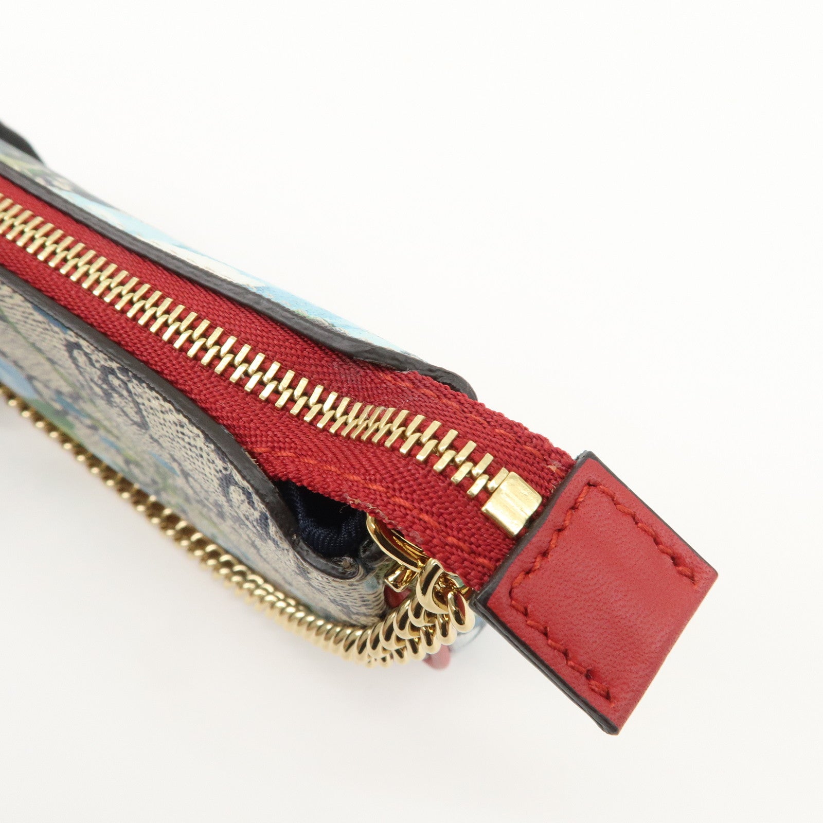 GUCCI GG Supreme GG Blooms Cosmetic Pouch Hand Bag Blue Red 429766