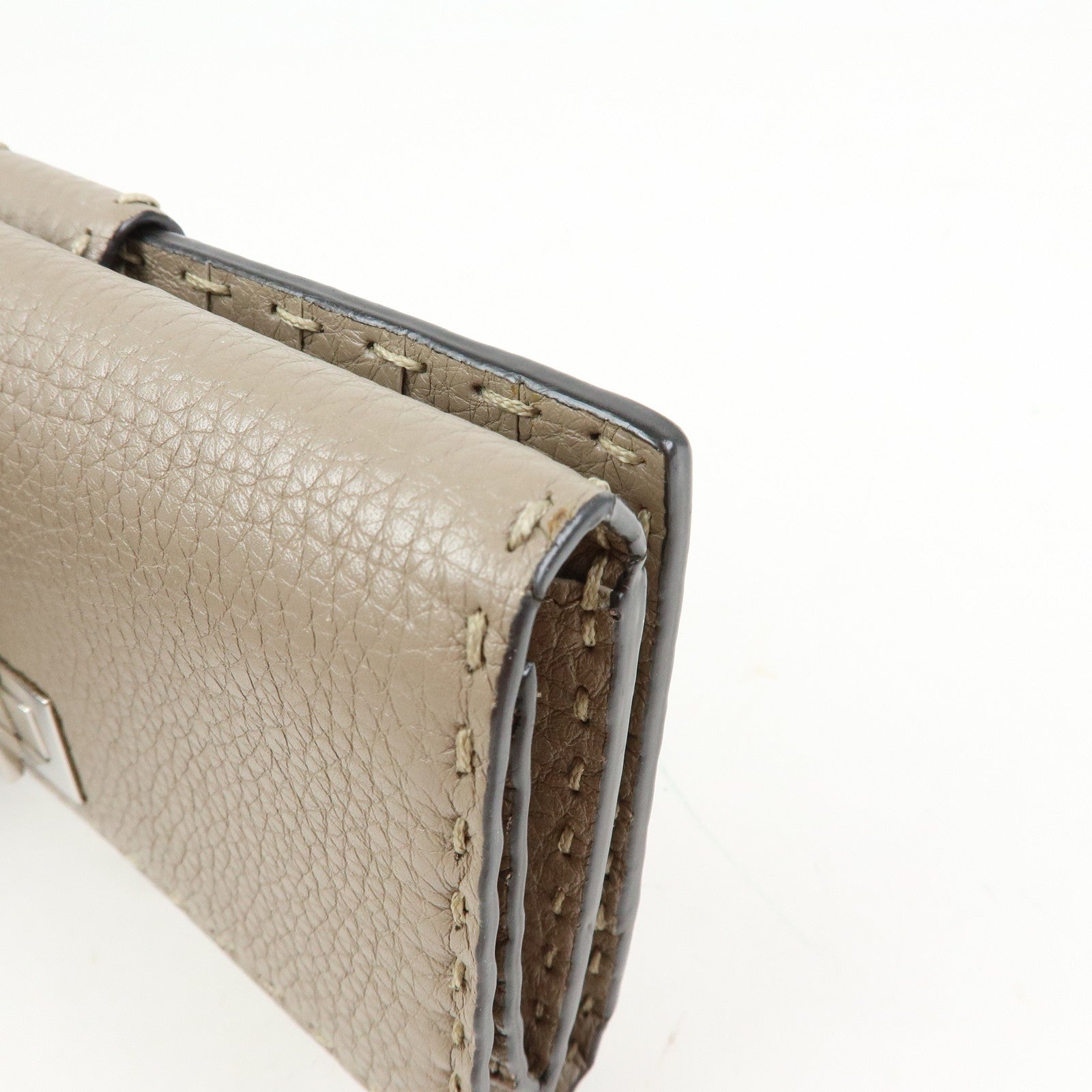 FENDI Seleria Peekaboo Leather Continental Wallet Grey 8M0308