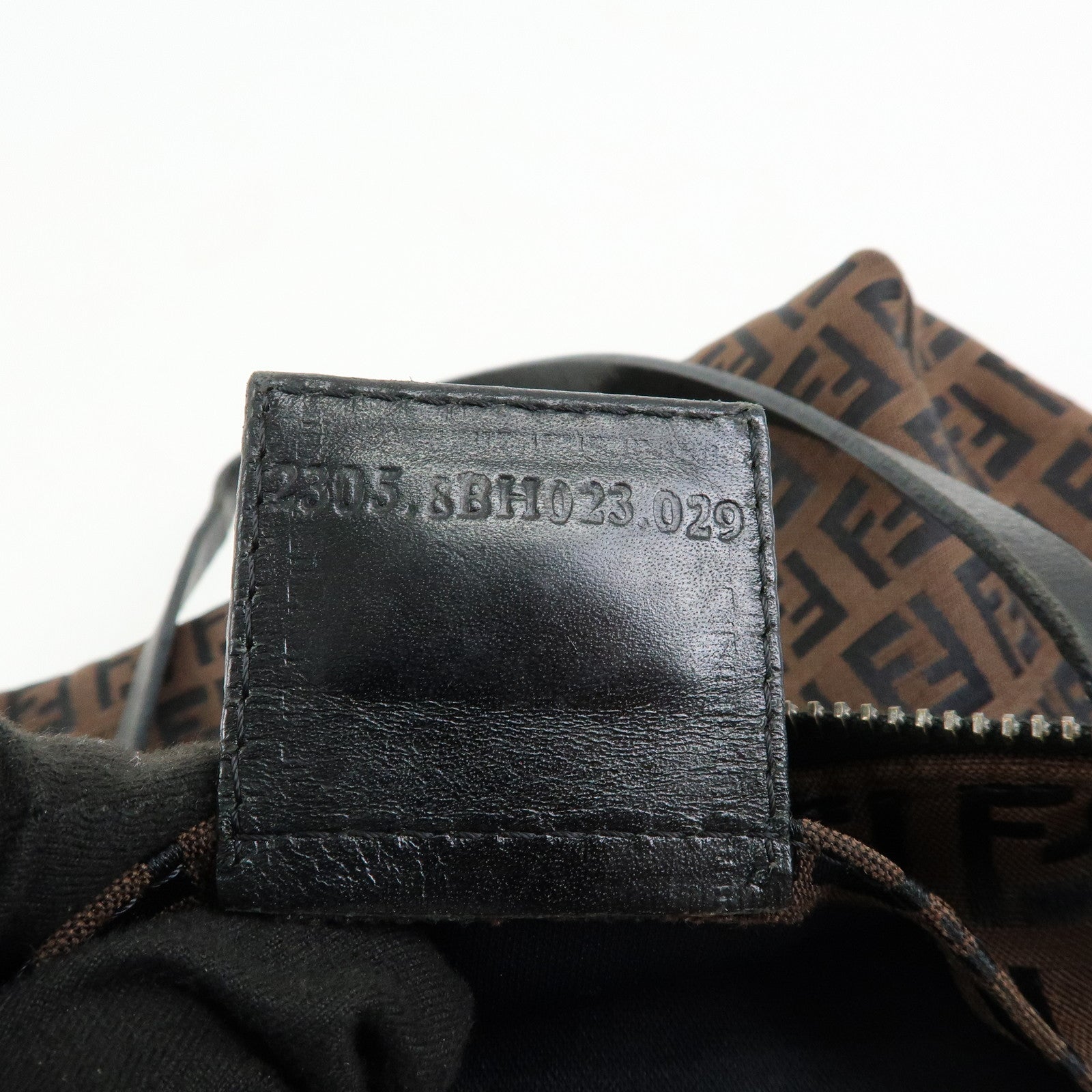 FENDI Zucchino Canvas Leather Tote Shoulder Bag Brown Black 8BH023