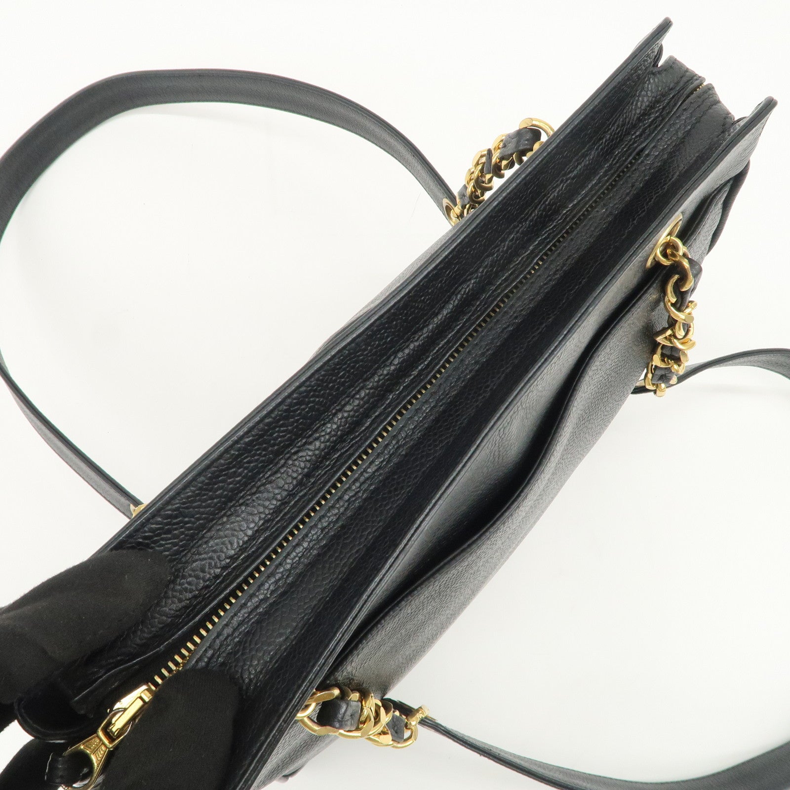 CHANEL Triple COCO Mark Caviarskin Chain Shoulder Bag Black