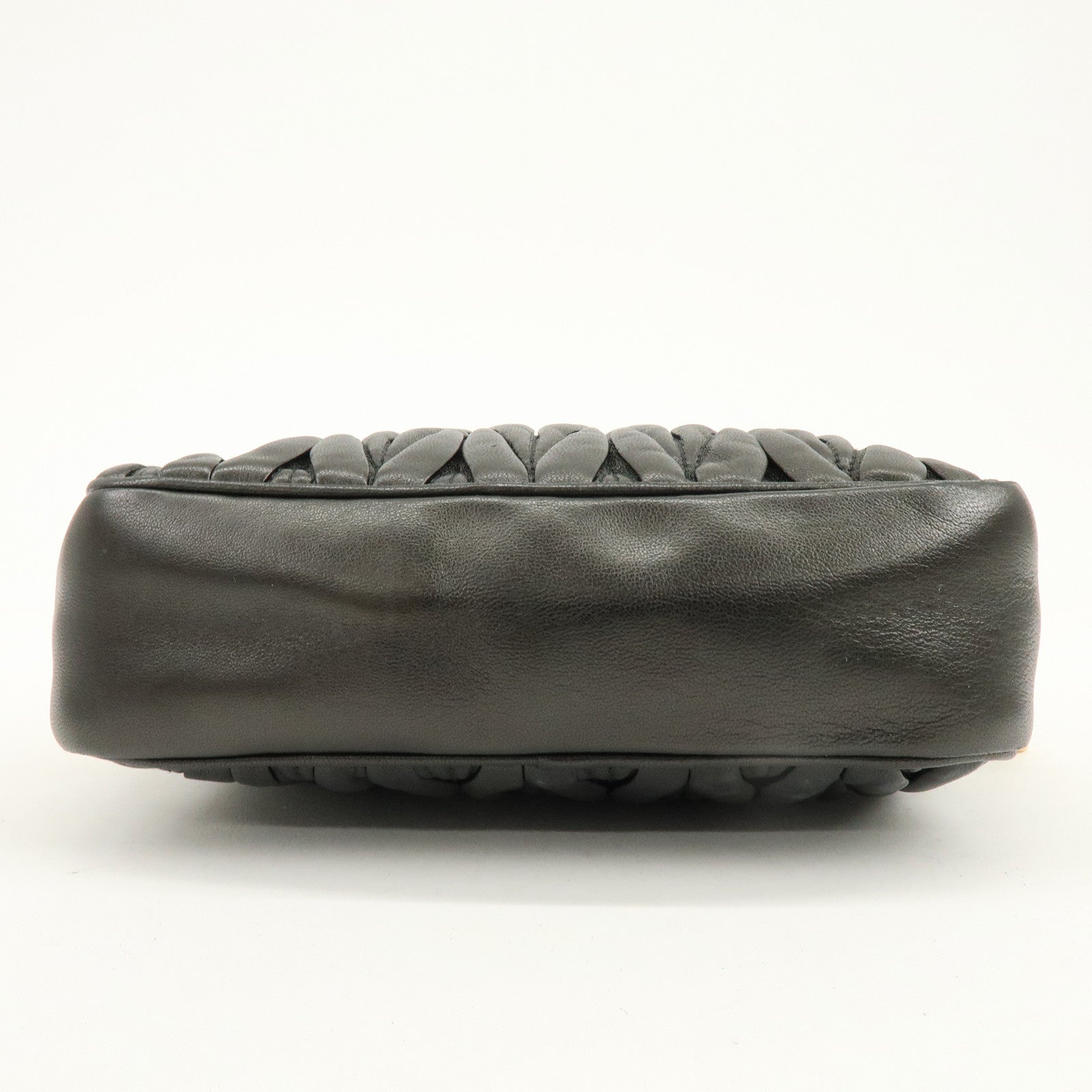 MIU MIU Matelasse Gathered Leather Shoulder Bag Crossbody Bag Black