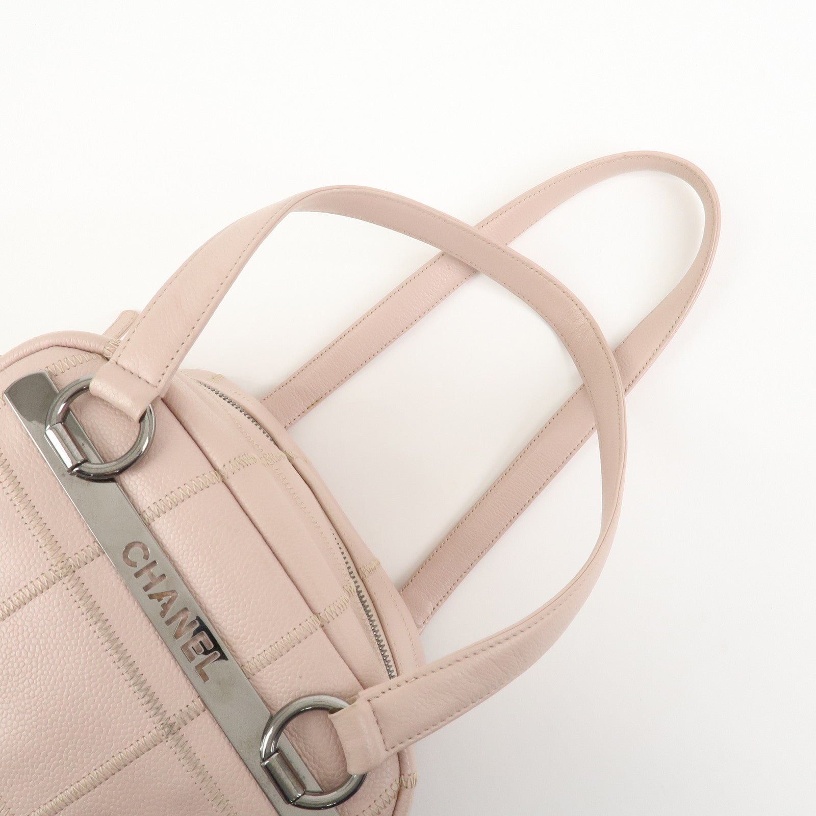 CHANEL Chocolate Bar COCO Mark Caviarskin Mini Boston Bag A26134