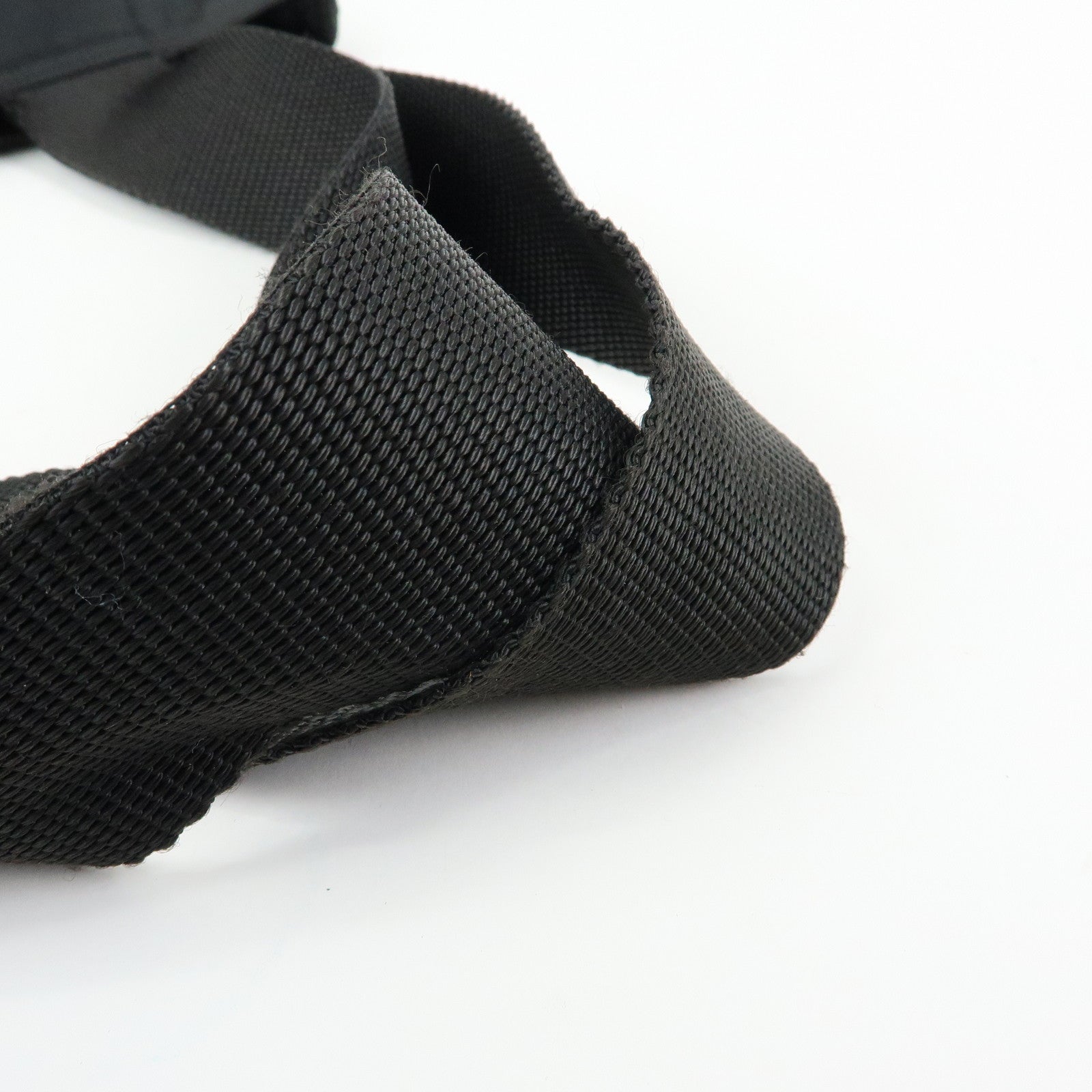 PRADA Triangle Logo Nylon Leather Tote Bag Shoulder Bag Black