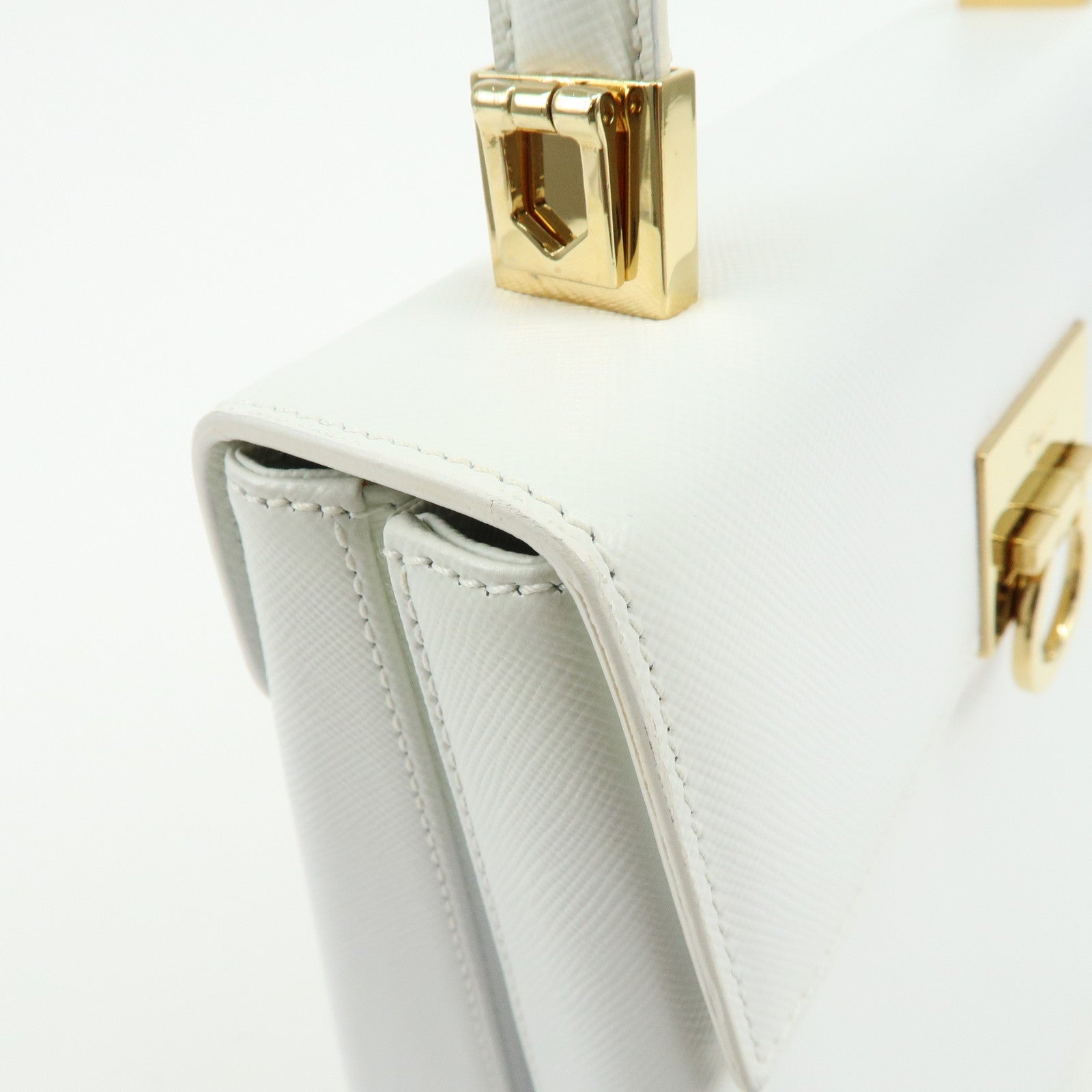 Ferragamo Gancini Leather 2Way Bag Hand Bag Shoulder Bag White