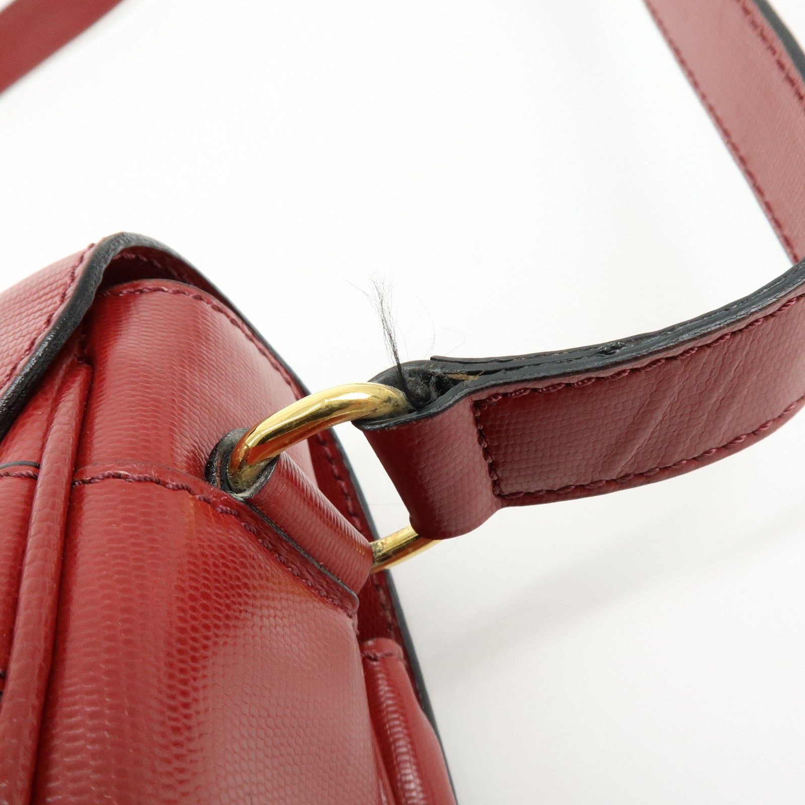CELINE Leather 2WAY Bag Shoulder Bag Hand Bag Red