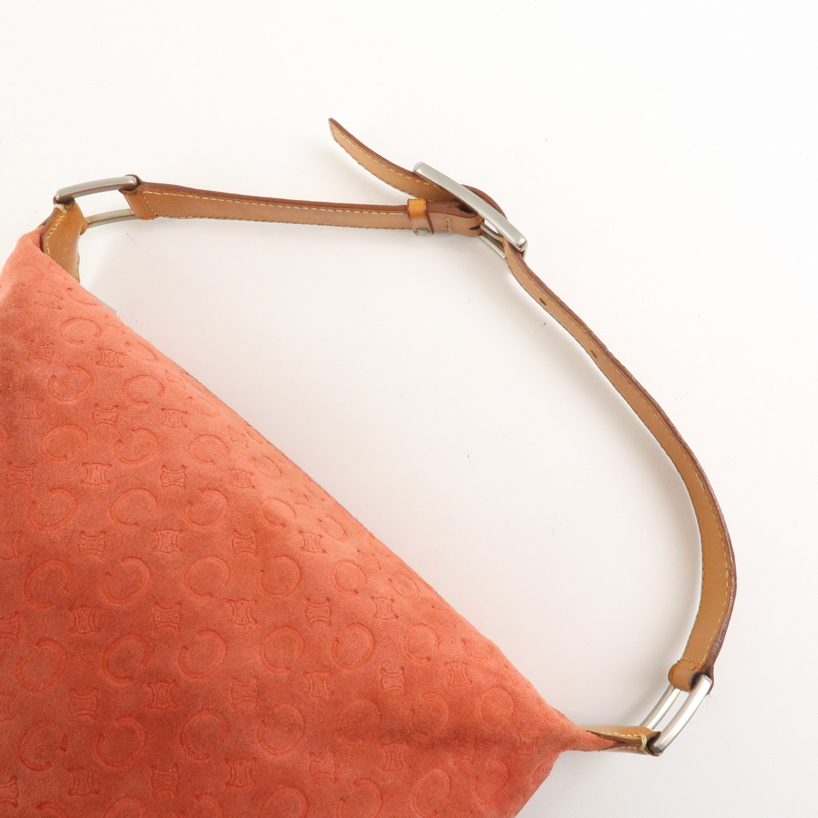 CELINE C Macadam Suede Shoulder Bag Hand Bag Red