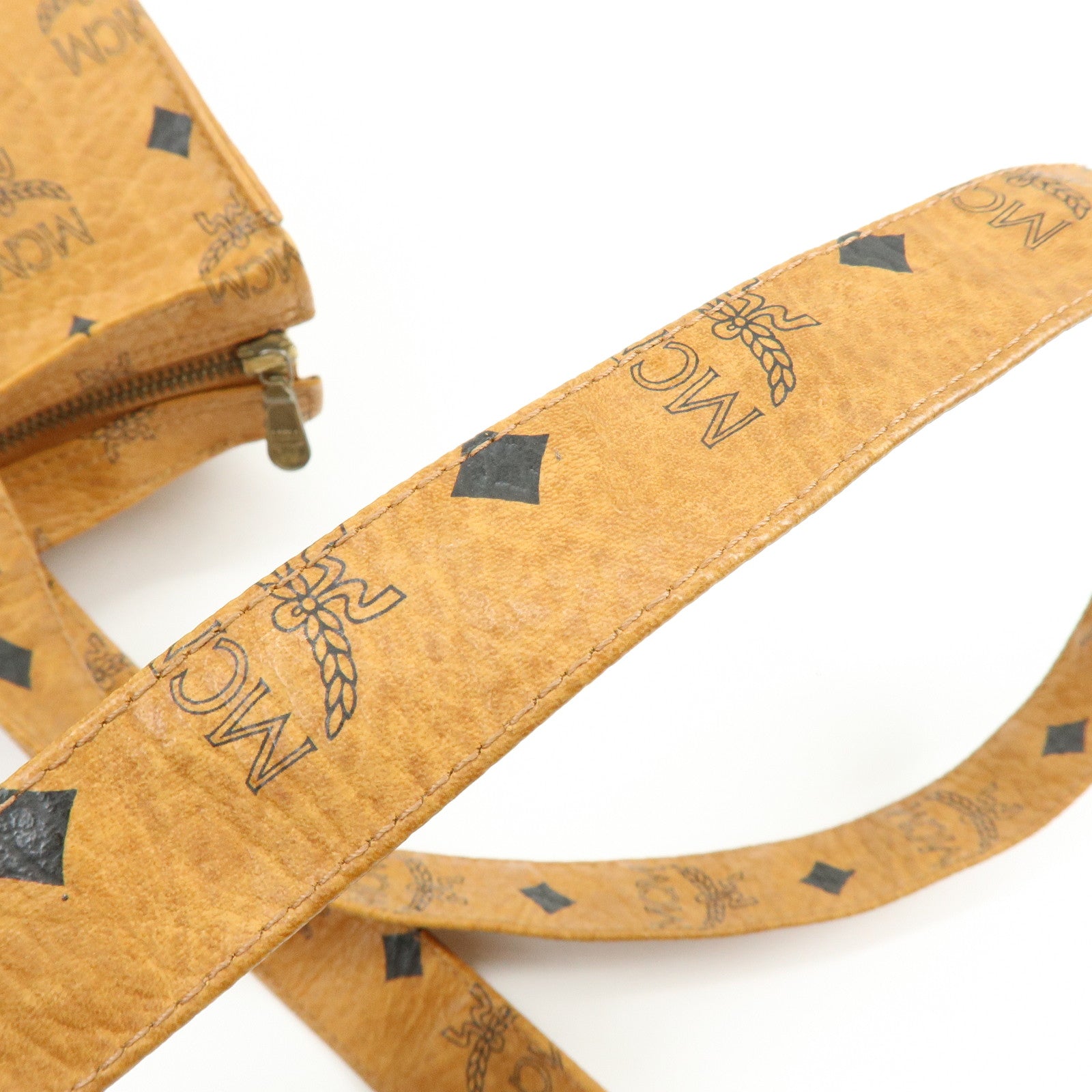 MCM Visetos PVC Tote Bag Shoulder Bag Hand Bag Cognac Brown