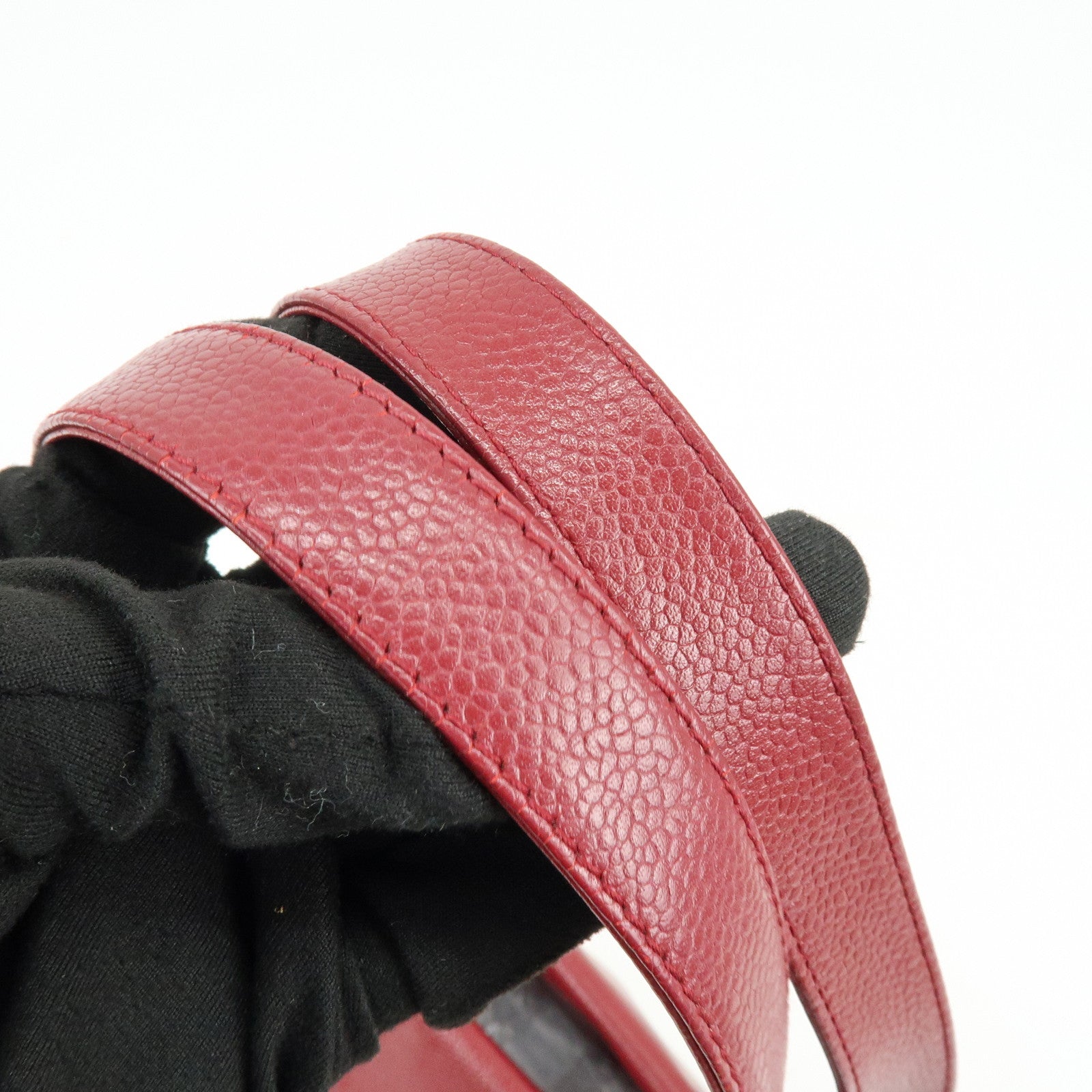 CHANEL Caviarskin Shoulder Bag Hand Bag Red