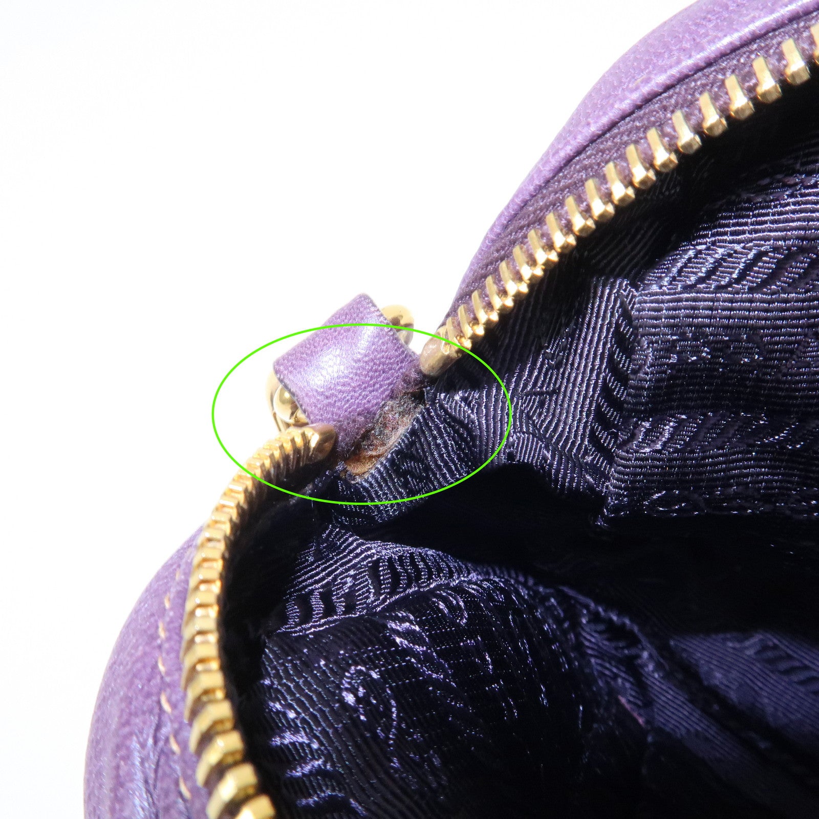 PRADA Logo Nappa Leather Ribbon Mini Shoulder Bag Purple 1NF727