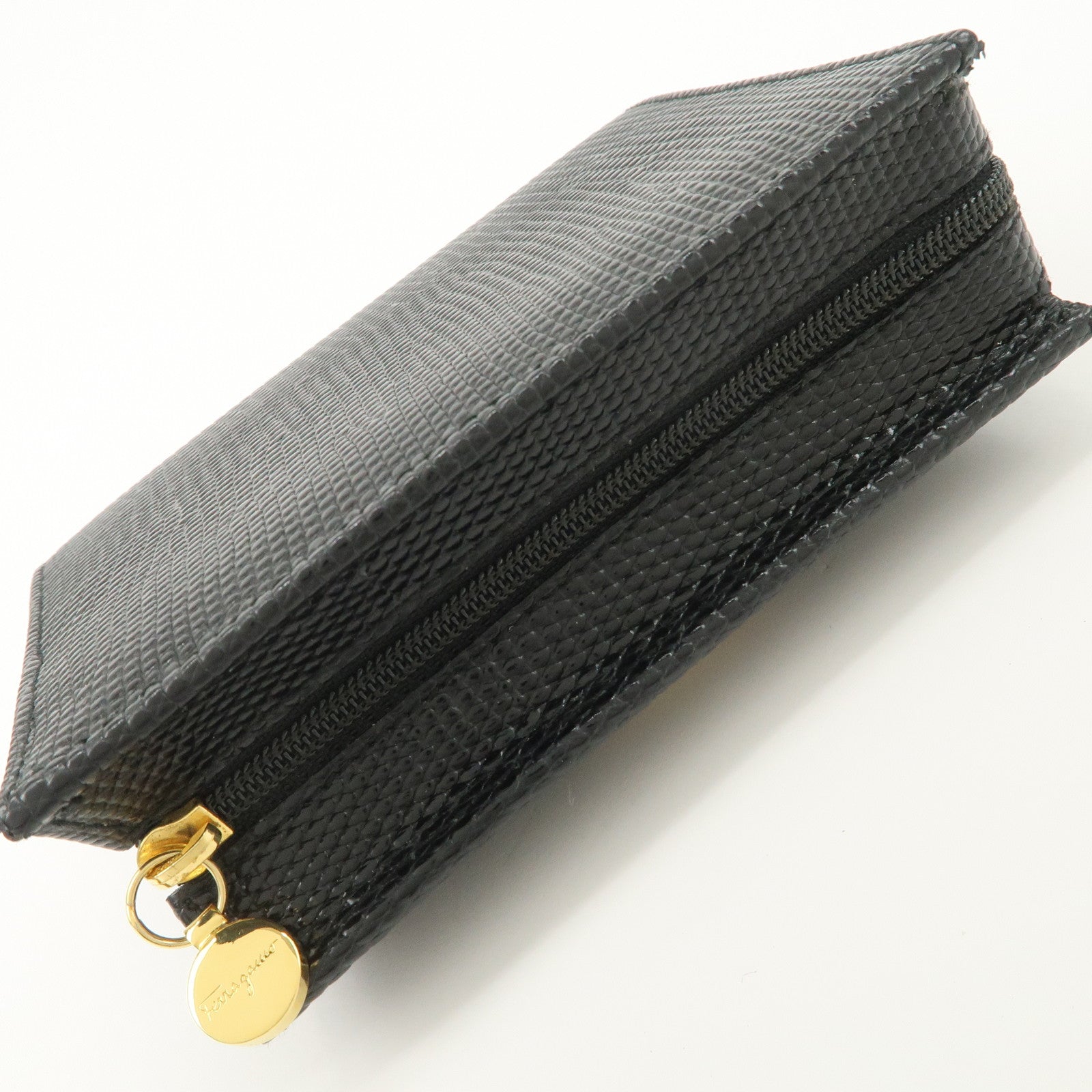 Ferragamo Vara Ribbon Leather Pouch Black
