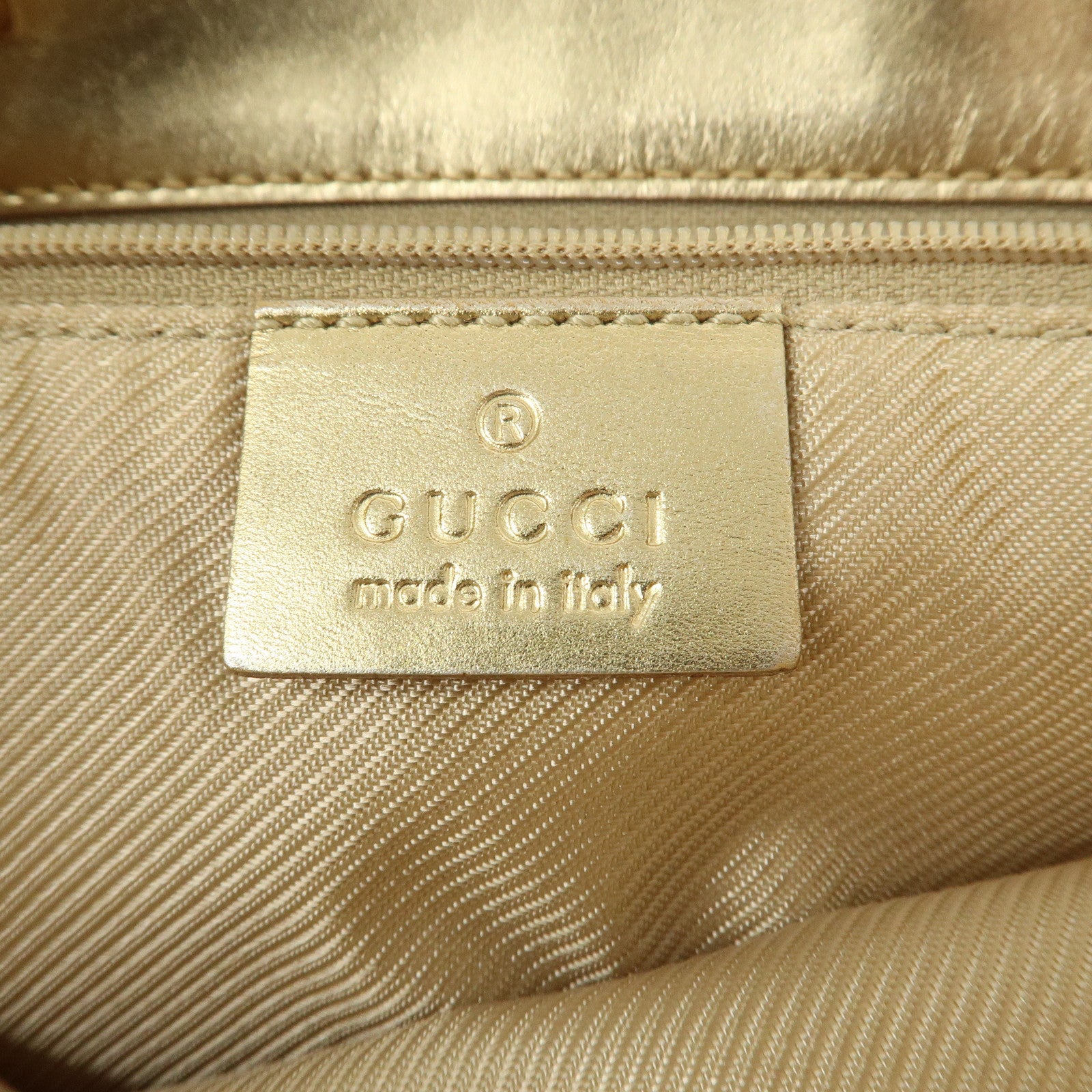 GUCCI GG Canvas Leather Shoulder Bag Tote Bag Gold 002.1099