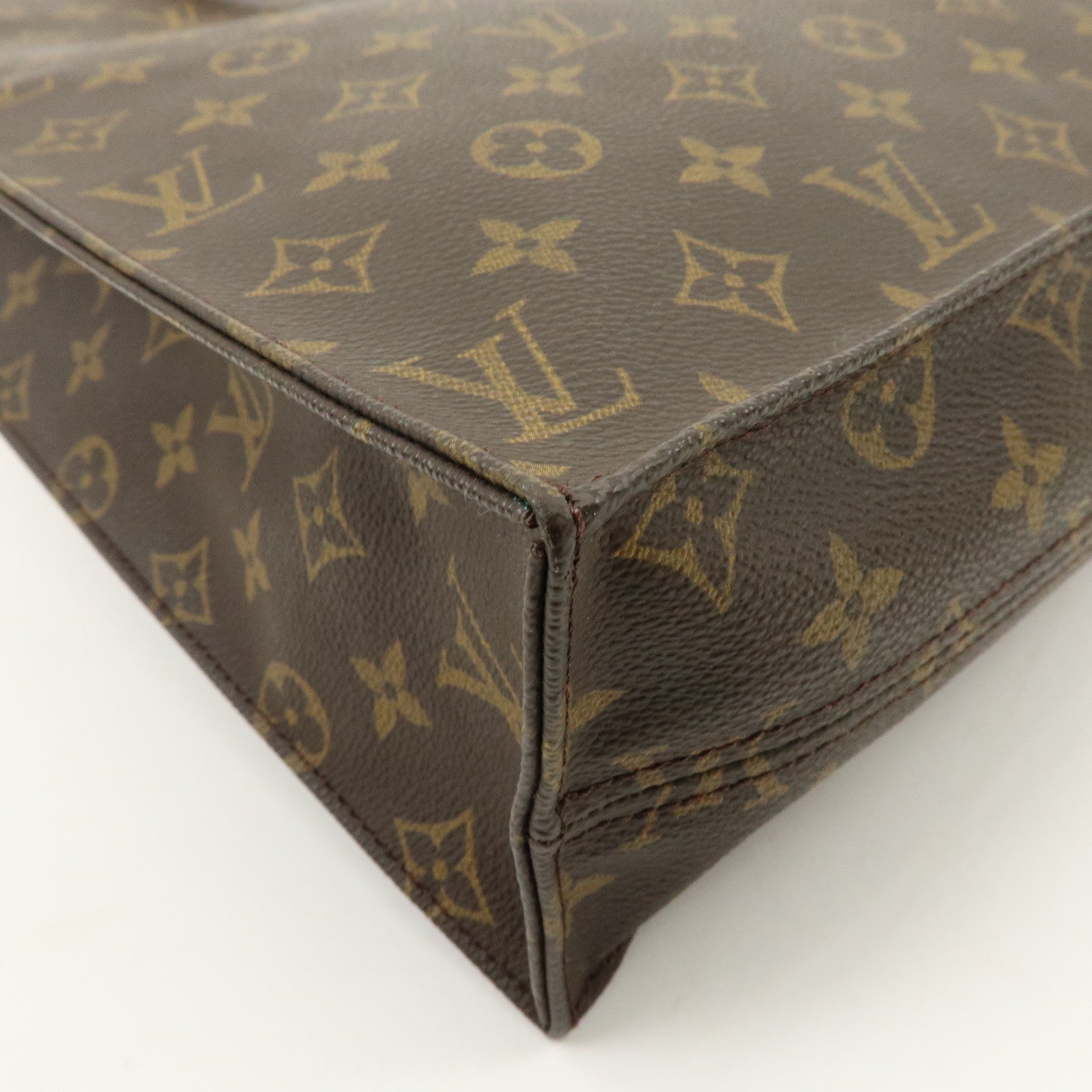 Louis Vuitton Monogram Sac Plat Tote Bag Hand Bag Brown M51140