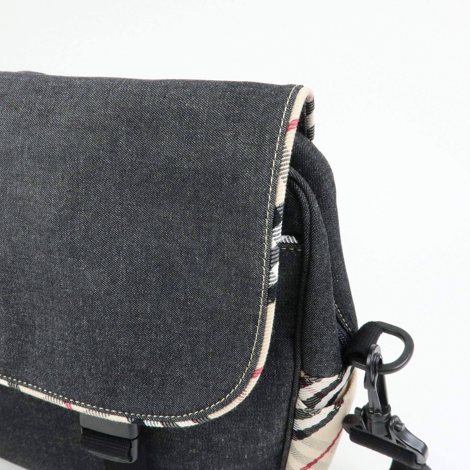 Burberry Nova Plaid Denim Canvas 2Way Shoulder Hand Bag Indigo Blue