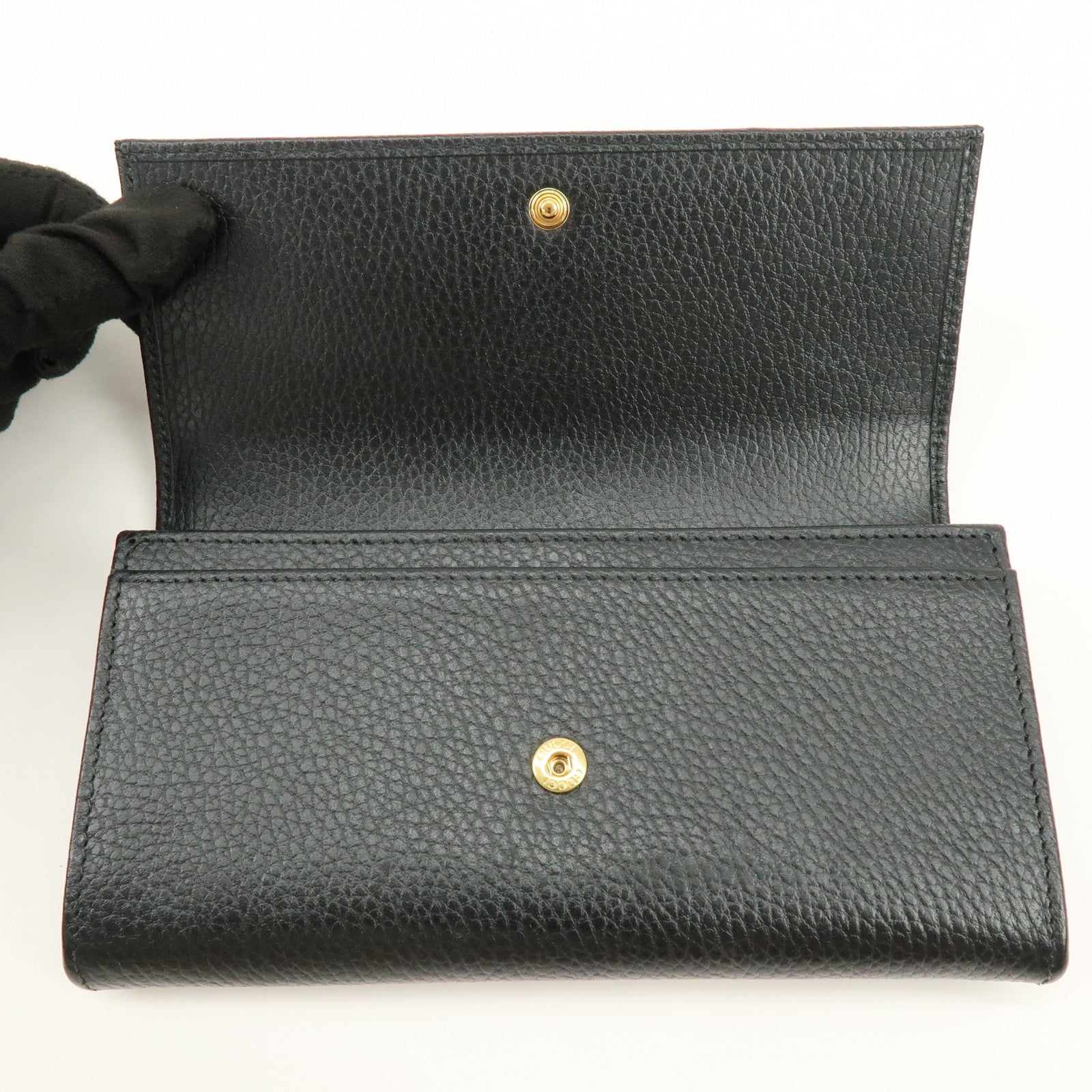 GUCCI GG Marmont Leather Long Flap Wallet Black 456116