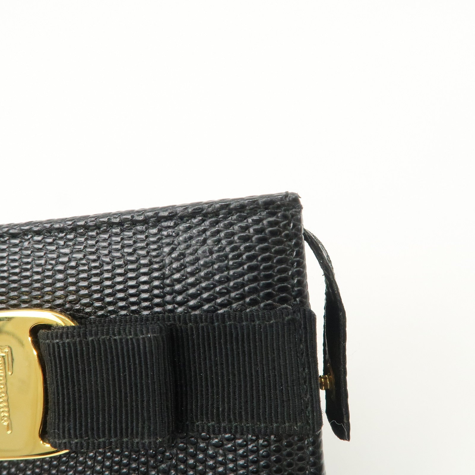Ferragamo Vara Ribbon Leather Pouch Black