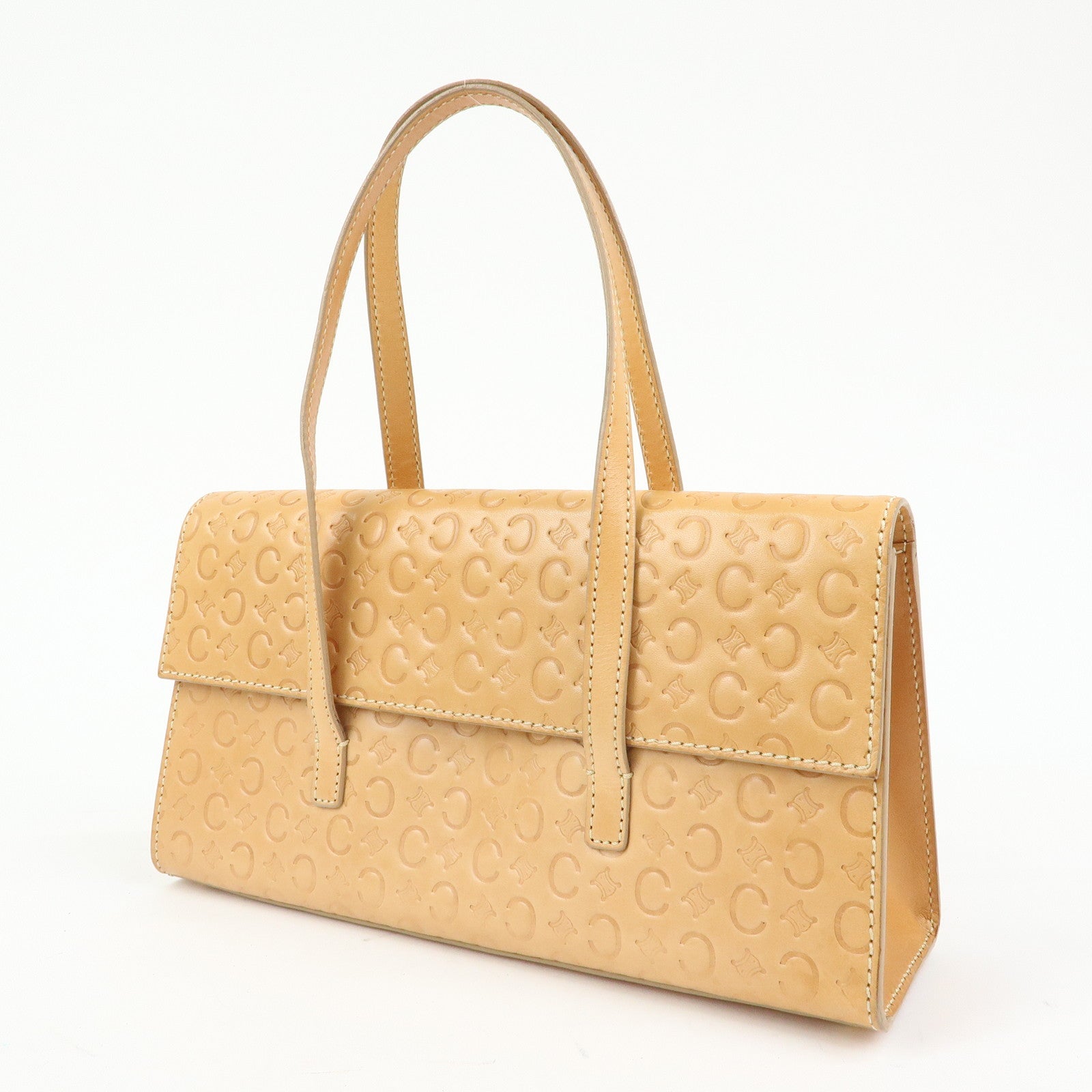 CELINE C Macadam Leather Shoulder Bag Hand Bag Light Brown