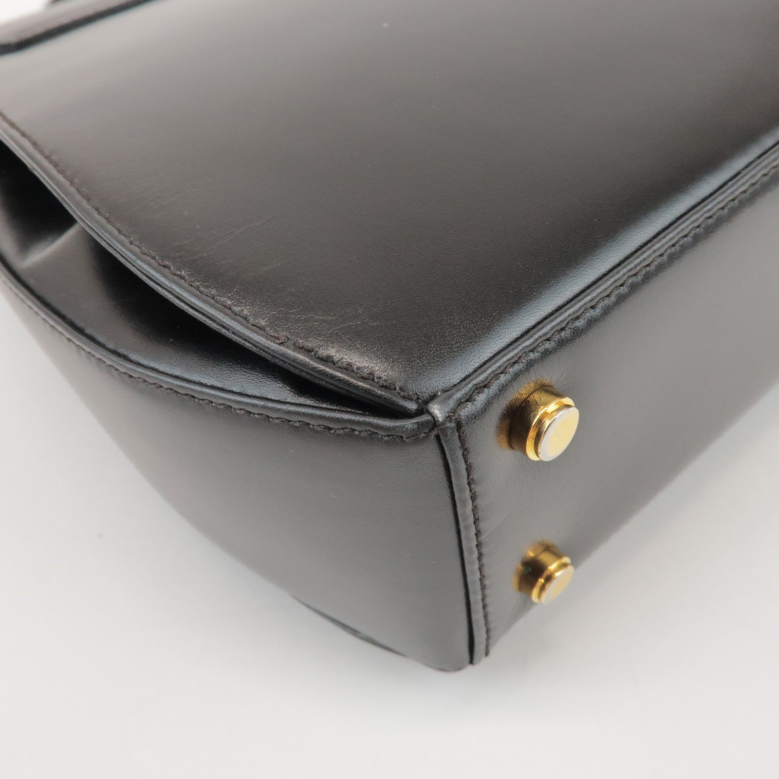 Ferragamo Gancini Calf Leather 2Way Bag Hand Shoulder Bag Black