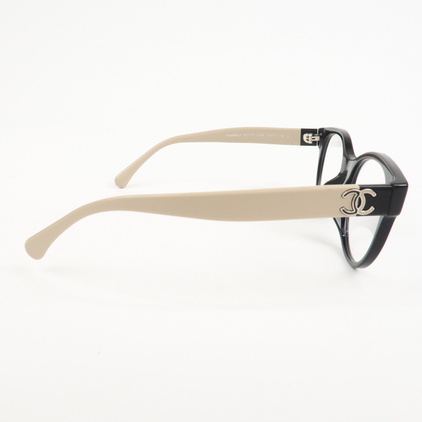 CHANEL Plastic Sunglasses Black Beige 3471-A c.534 51□17 140 S