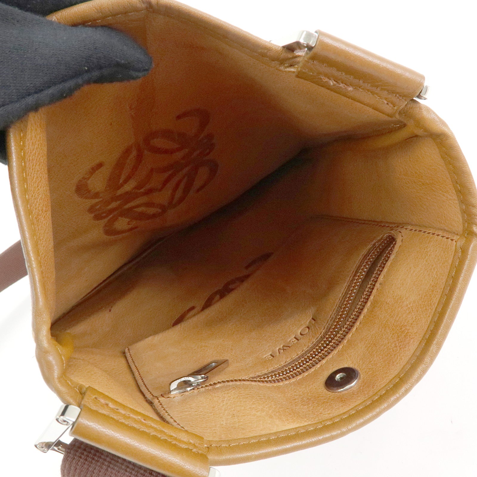 LOEWE Anagram Suede Leather Shoulder Crossbody Bag Brown Authentic Used F/S