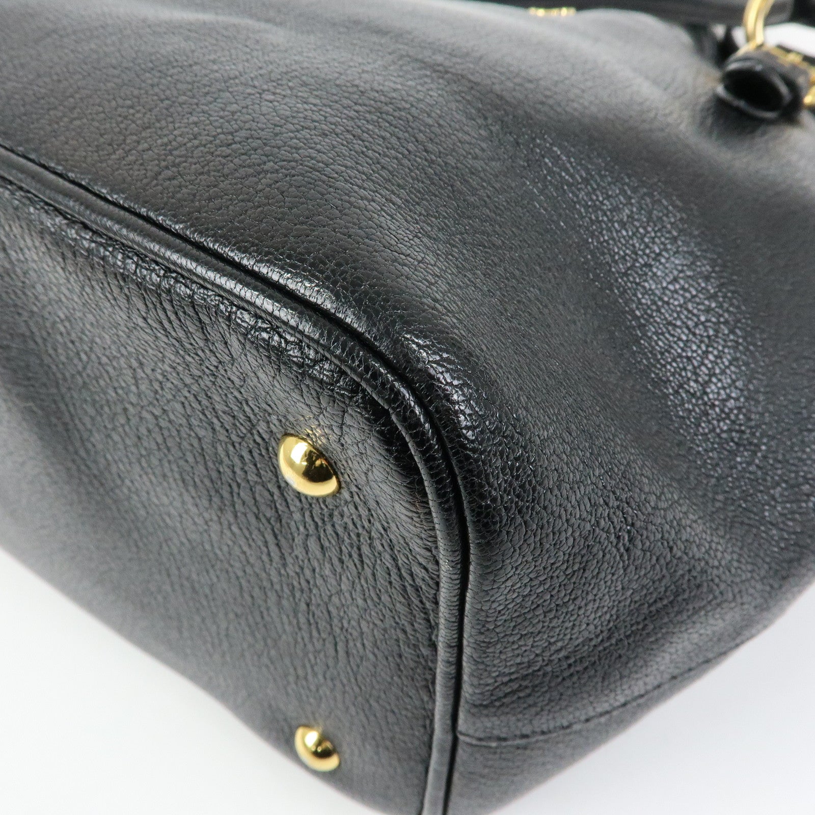 MIU MIU Madras Leather 2Way Bag Hand Bag Shoulder Bag Black