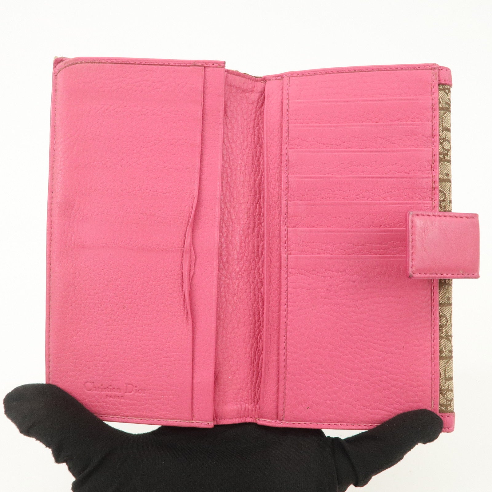 Christian Dior Trotter Street Chic Canvas Leather Long Wallet Pink
