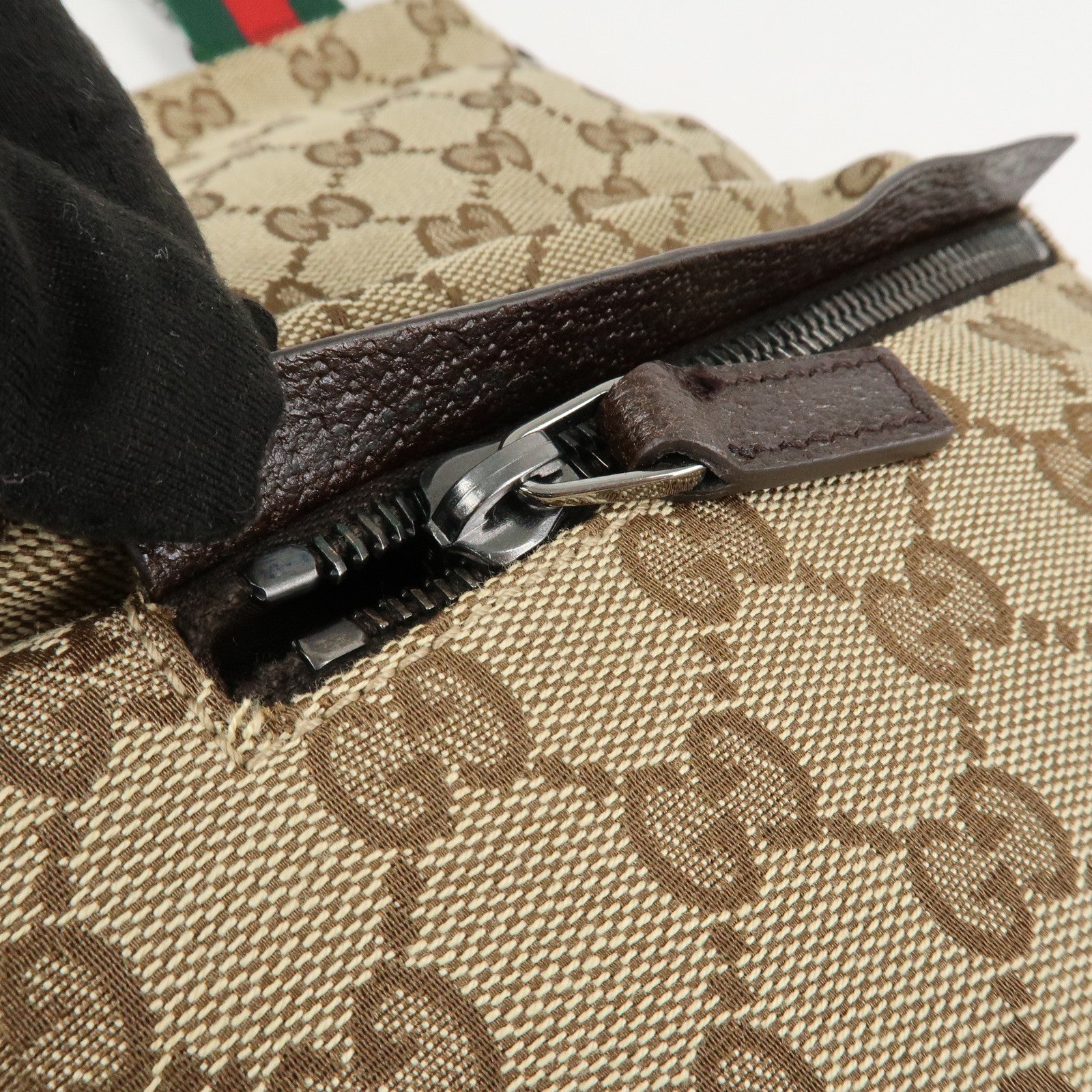 GUCCI Sherry GG Canvas Leather Shoulder Bag Beige Brown 169937