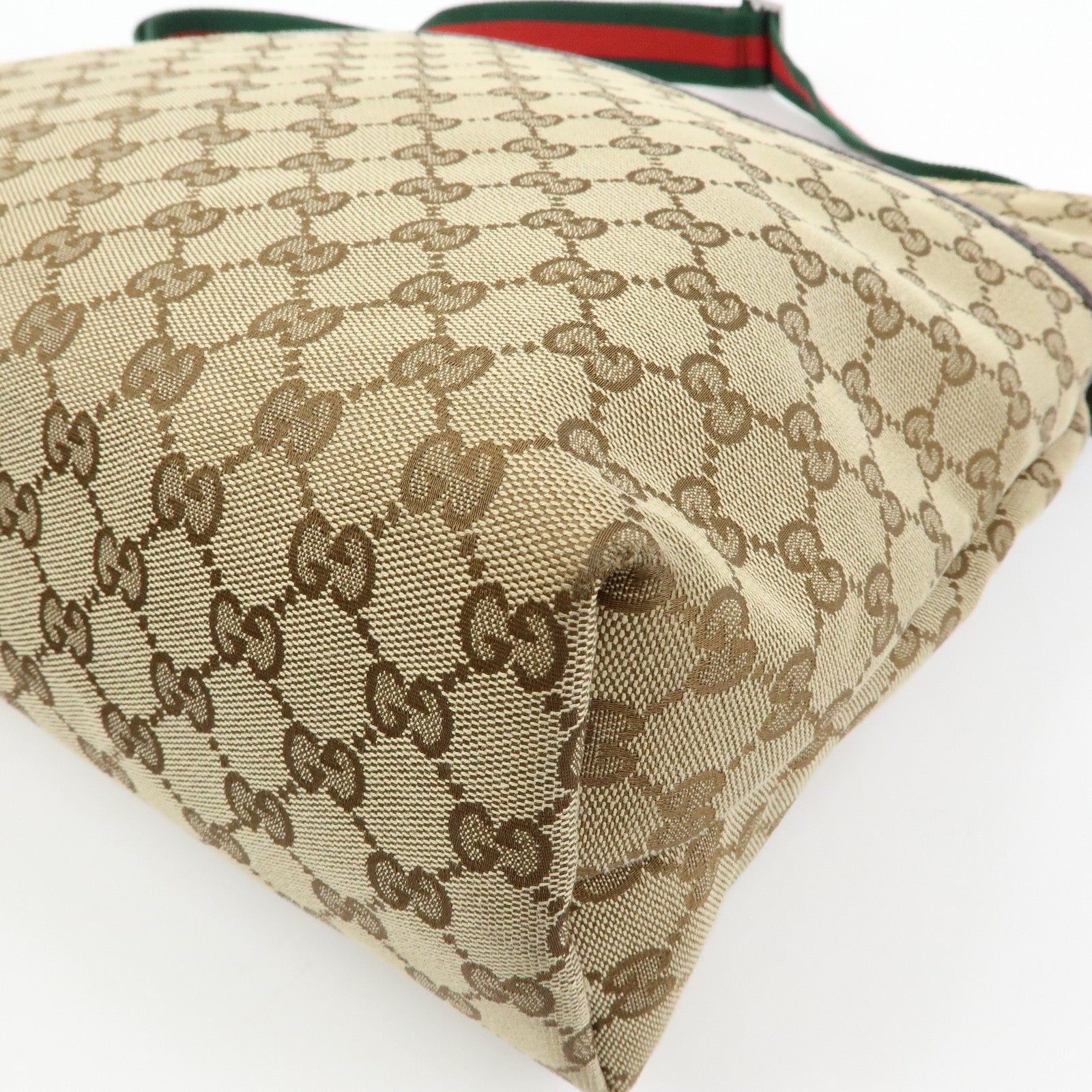 GUCCI Sherry GG Canvas Leather Shoulder Bag Beige Brown 189751