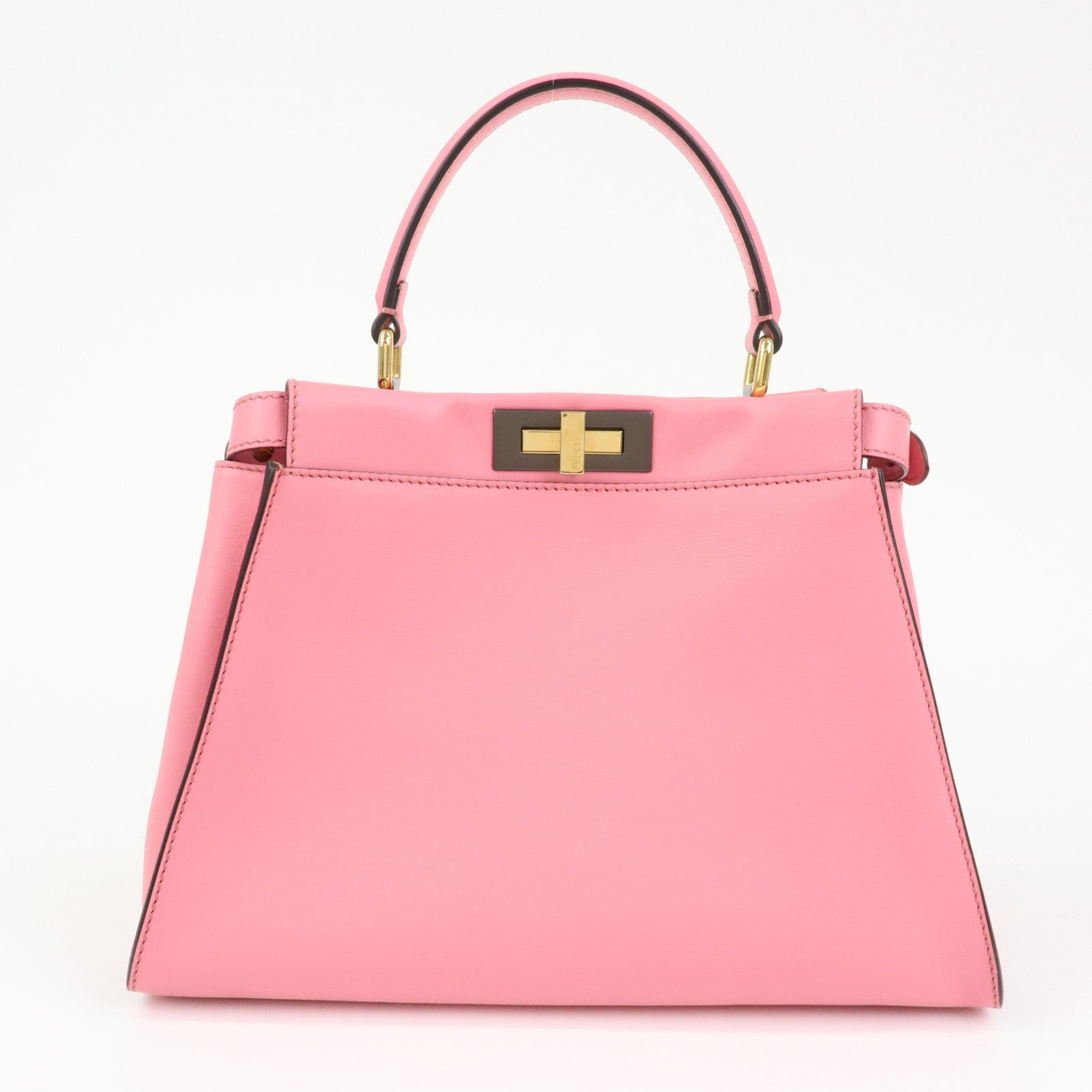 お*K様 FENDI ビジュー付きパーティーバッグ ピンク Authentic Fendi Selleria Pink Leather Peekaboo X-Lite Medium Top